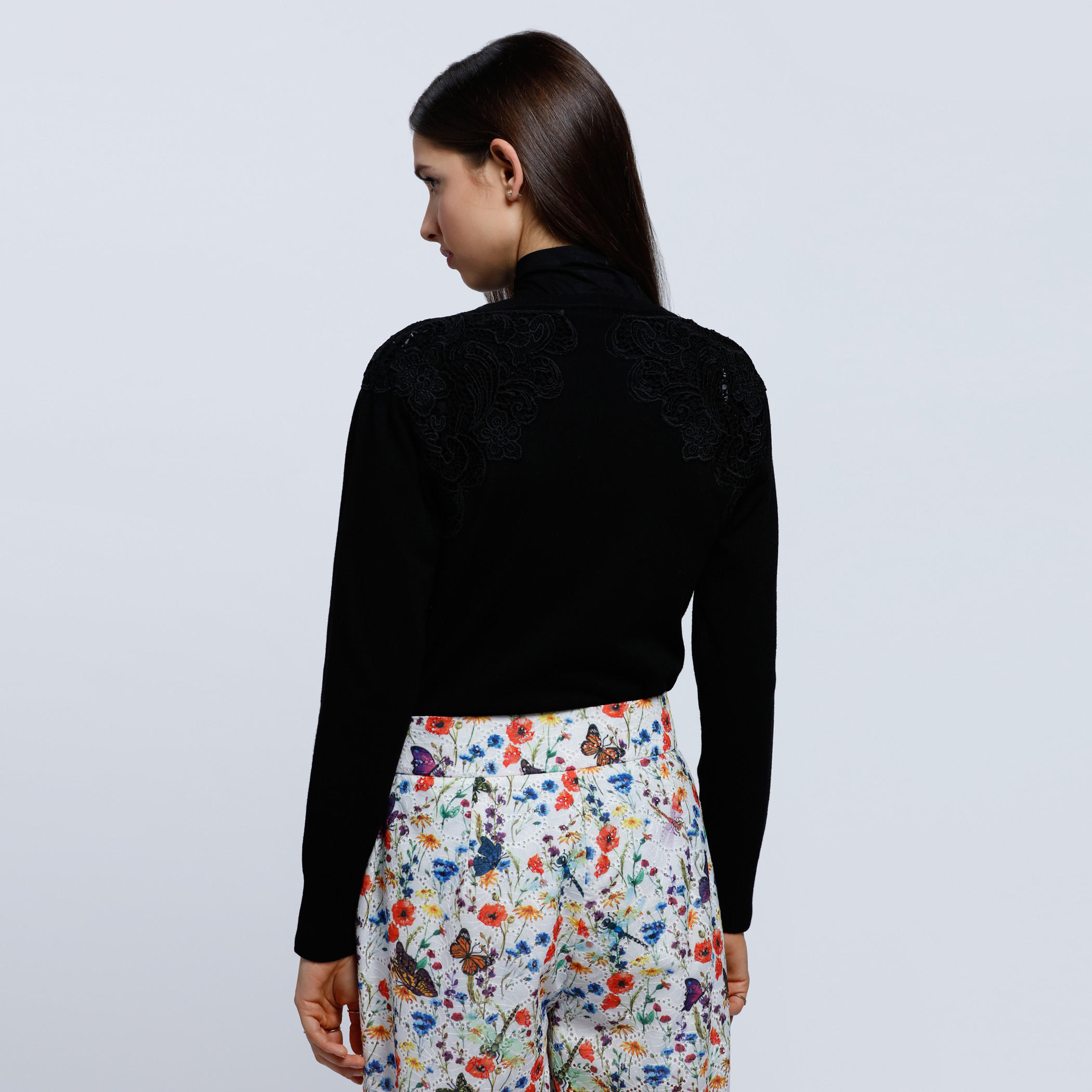 Lace Cardigan with Long Sleeves and Embroidery-women-winterwear-cardigansandjumpers-cardigans-image-2