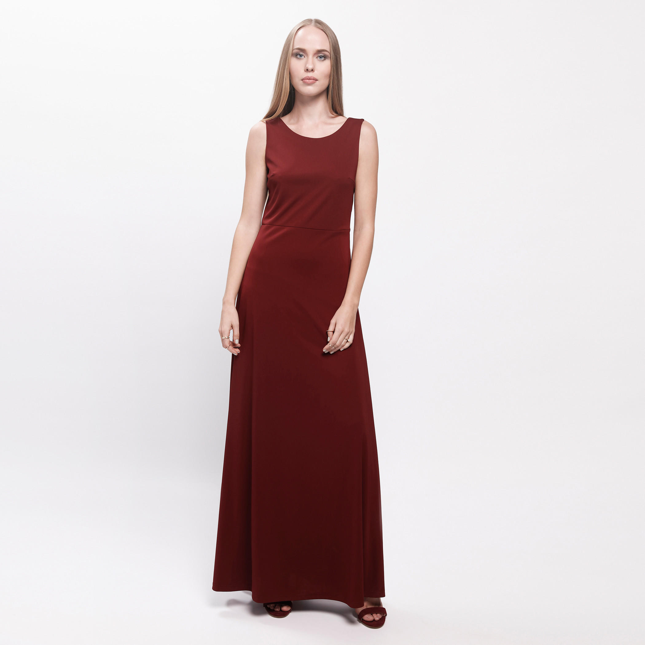 Sleeveless Maxi Dress with Lace Detail and Round Neck-women-clothing-dresses-image-1