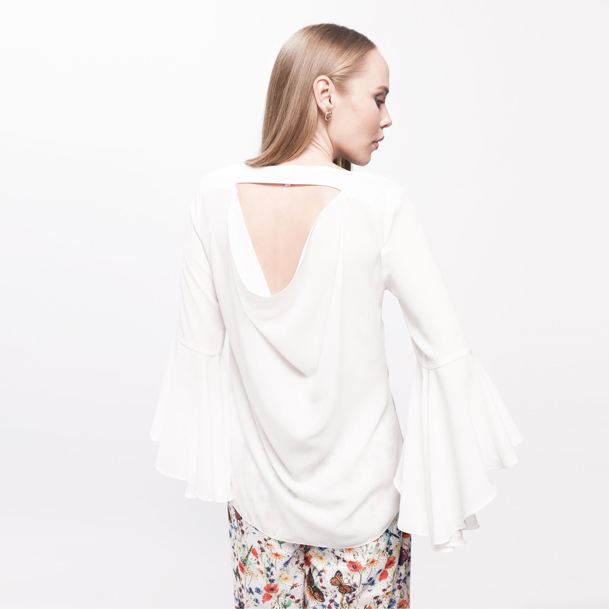 V-Neck Top with Flared Sleeves-women-clothing-shirtsandblouses-blouses-image-2