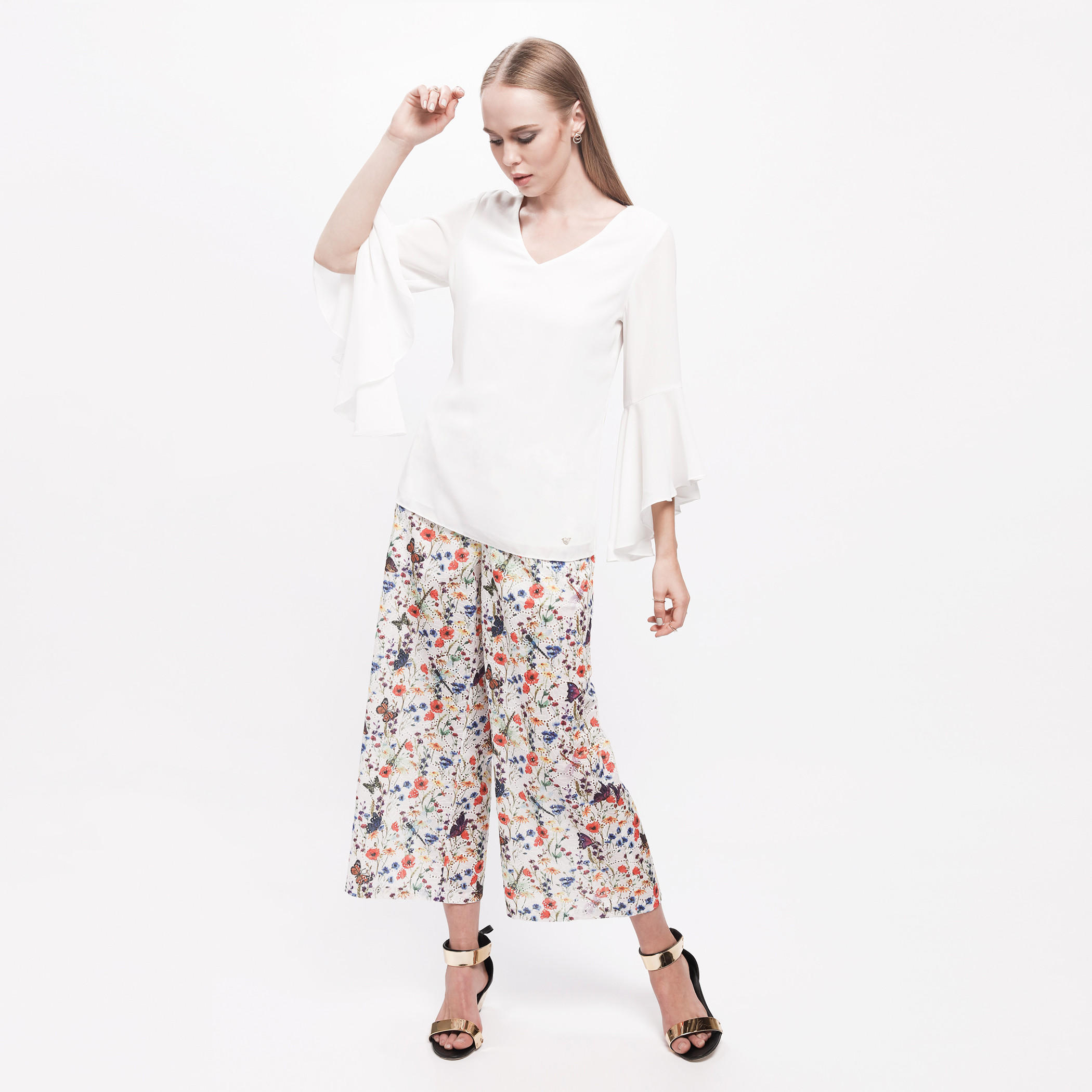 V-Neck Top with Flared Sleeves-women-clothing-shirtsandblouses-blouses-image-5
