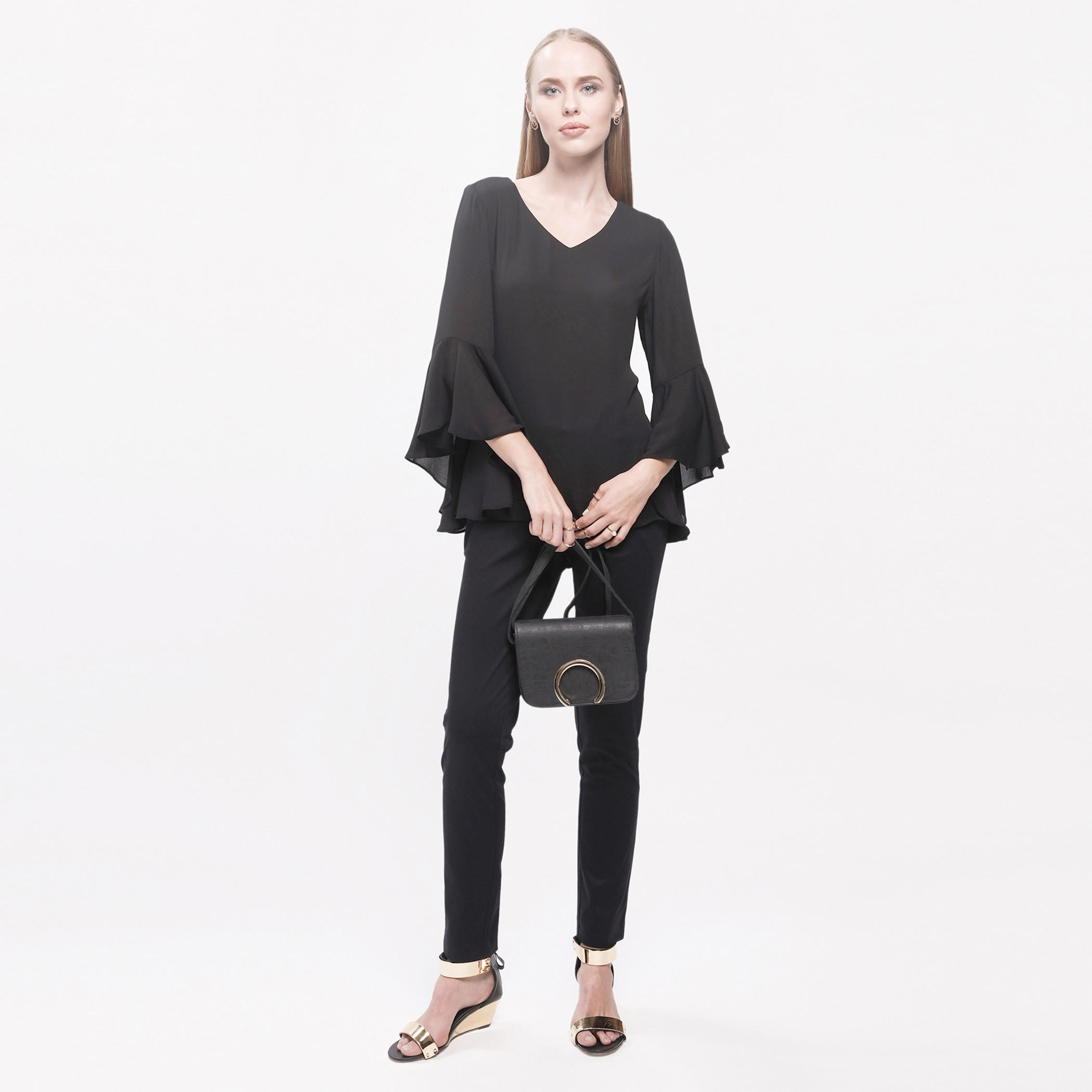 V-Neck Top with Flared Sleeves-women-clothing-shirtsandblouses-blouses-image-15