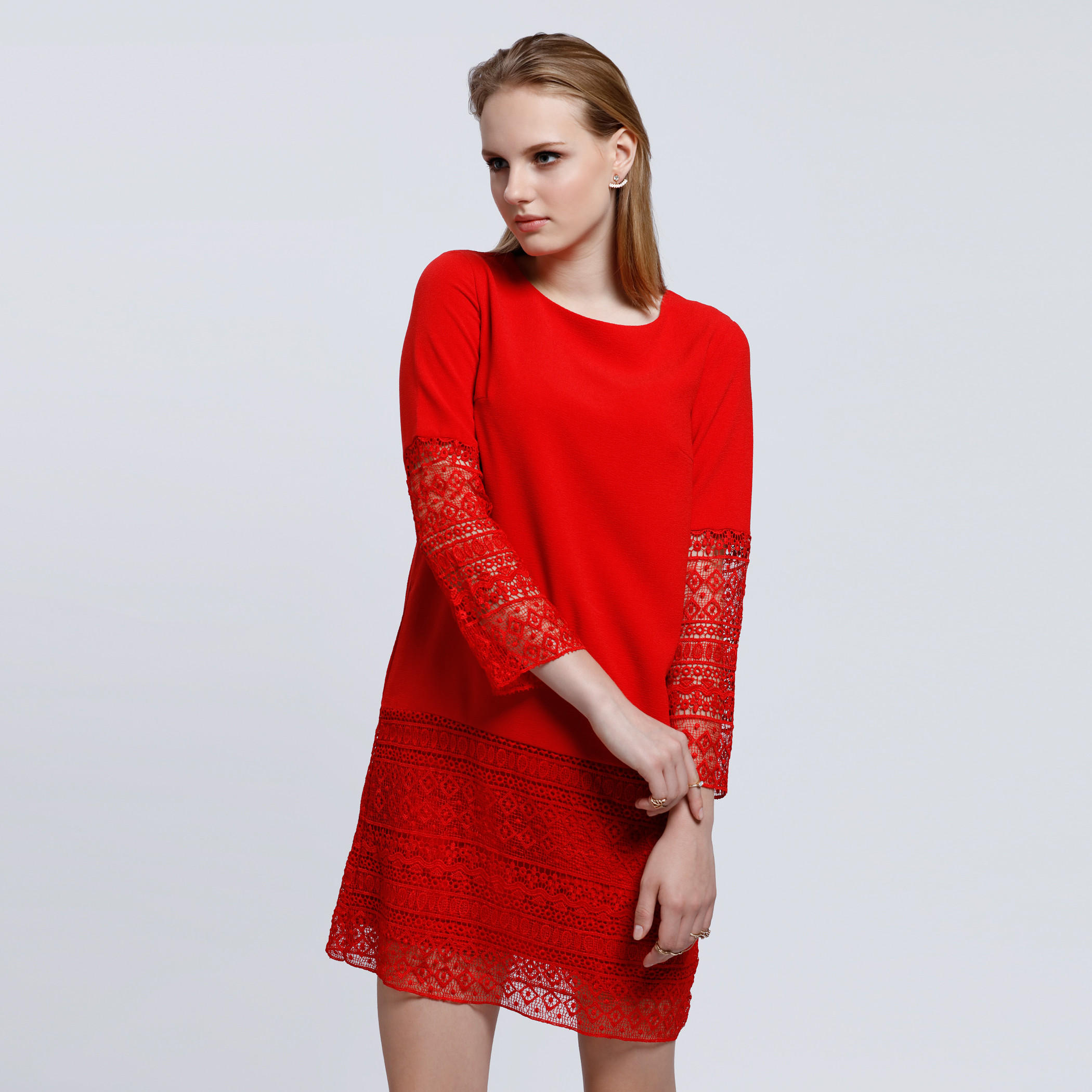 Elle Round Neck Dress with Key Hole Closure-women-clothing-dresses-image-5
