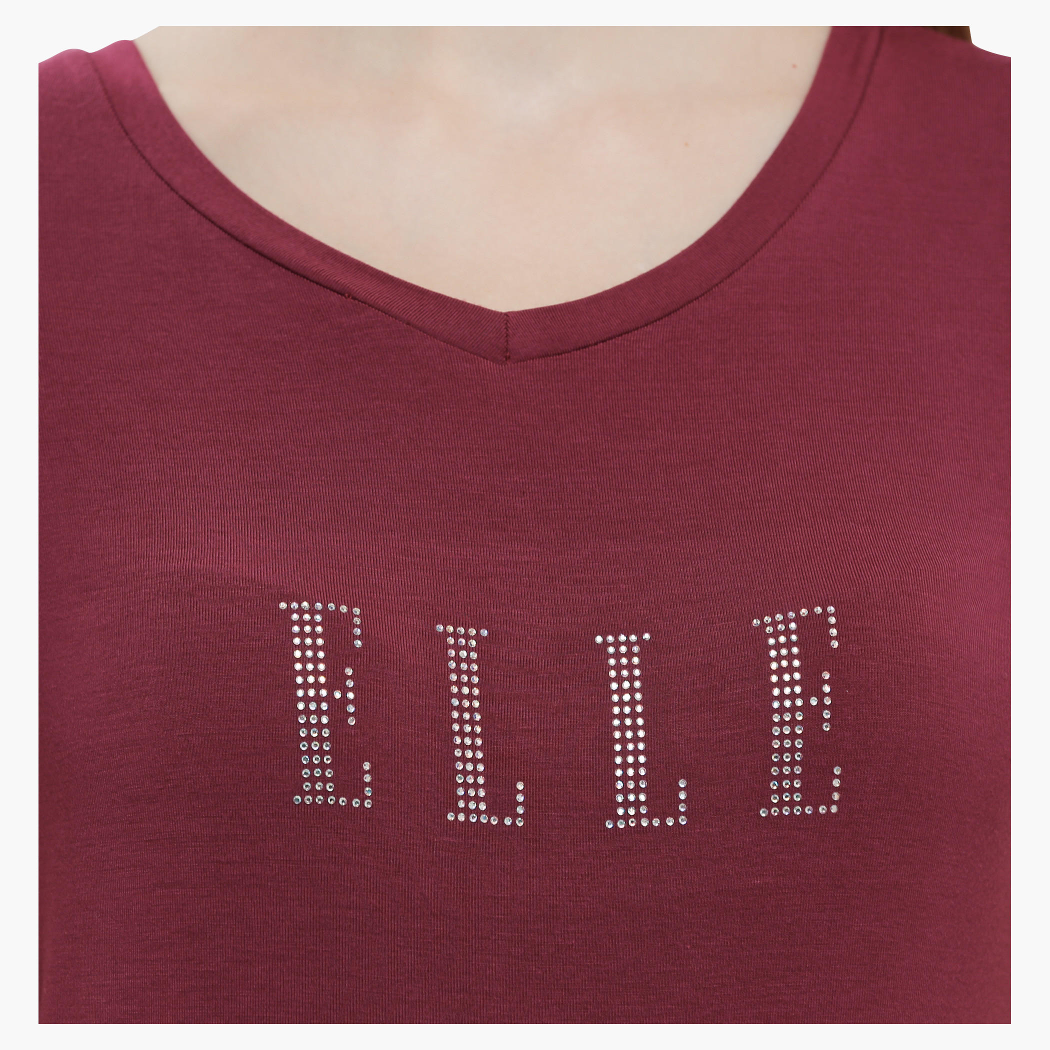 Elle V-Neck T-Shirt with Short Sleeves in Regular Fit-women-clothing-tshirts-image-4