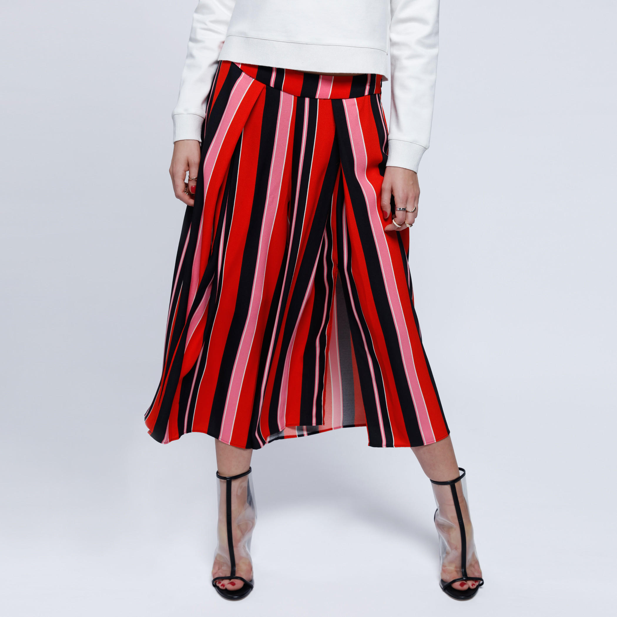 Elle Striped Culottes with Front Slit-women-clothing-bottoms-trousers-image-1