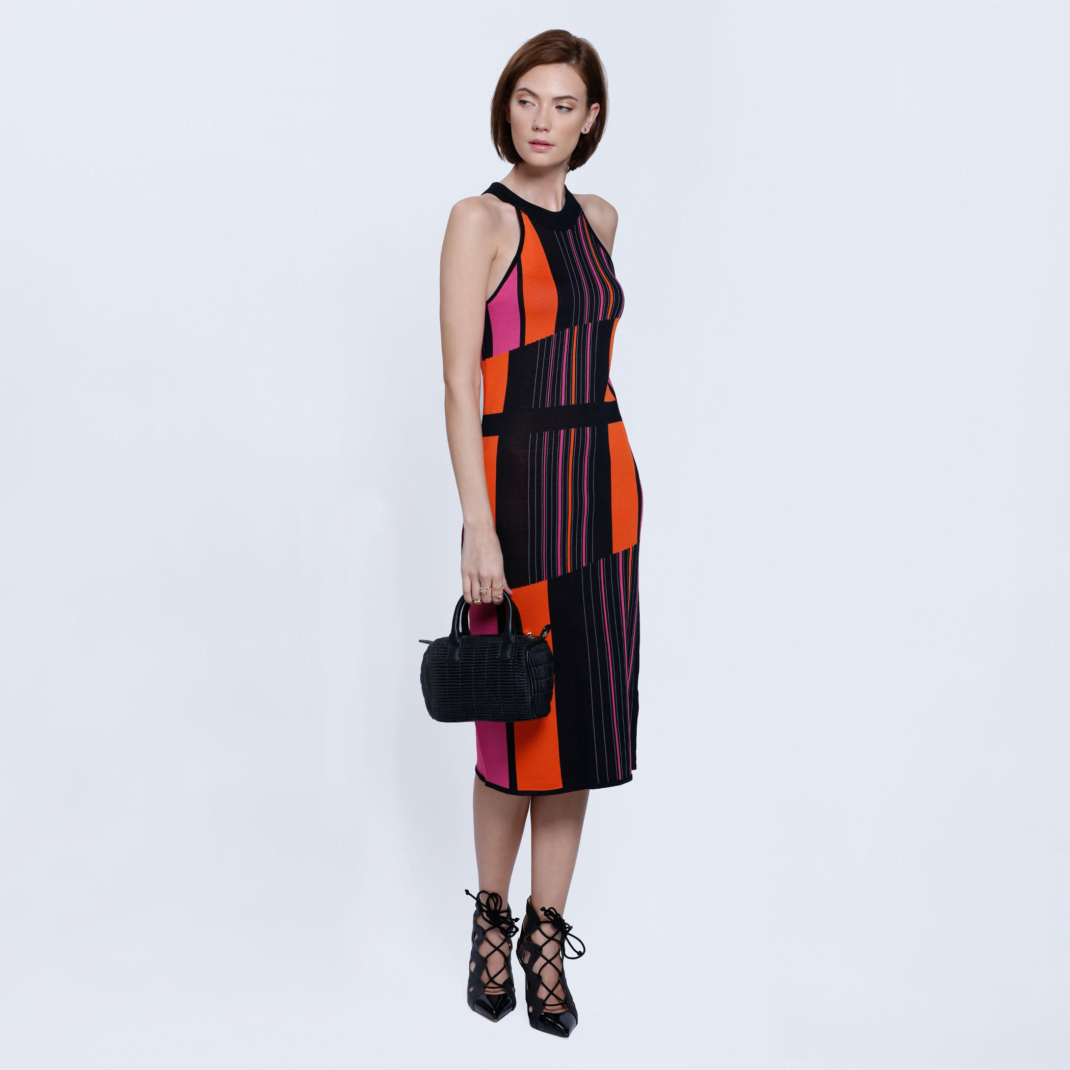 Stripe Body Con Halter Dress-women-clothing-dresses-image-1