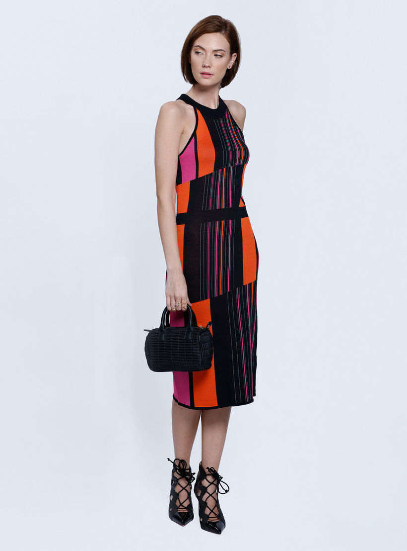 Stripe Body Con Halter Dress-women-clothing-dresses-image-1