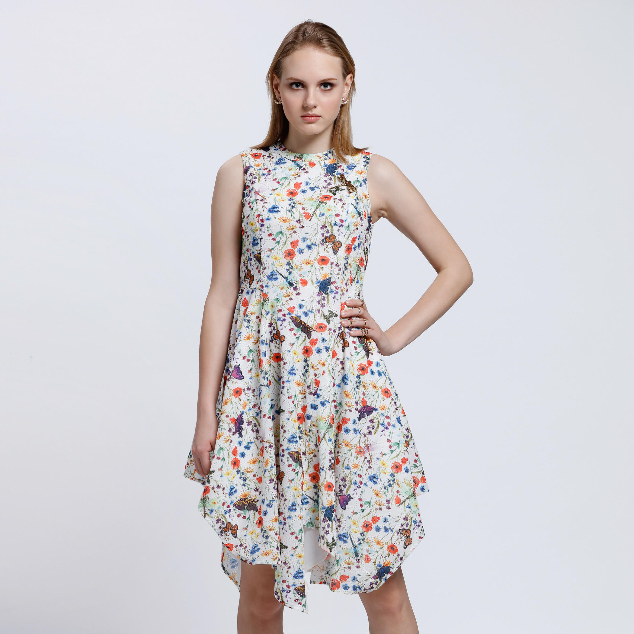 Elle Printed Sleeveless Dress with Round Neck-women-clothing-dresses-image-1