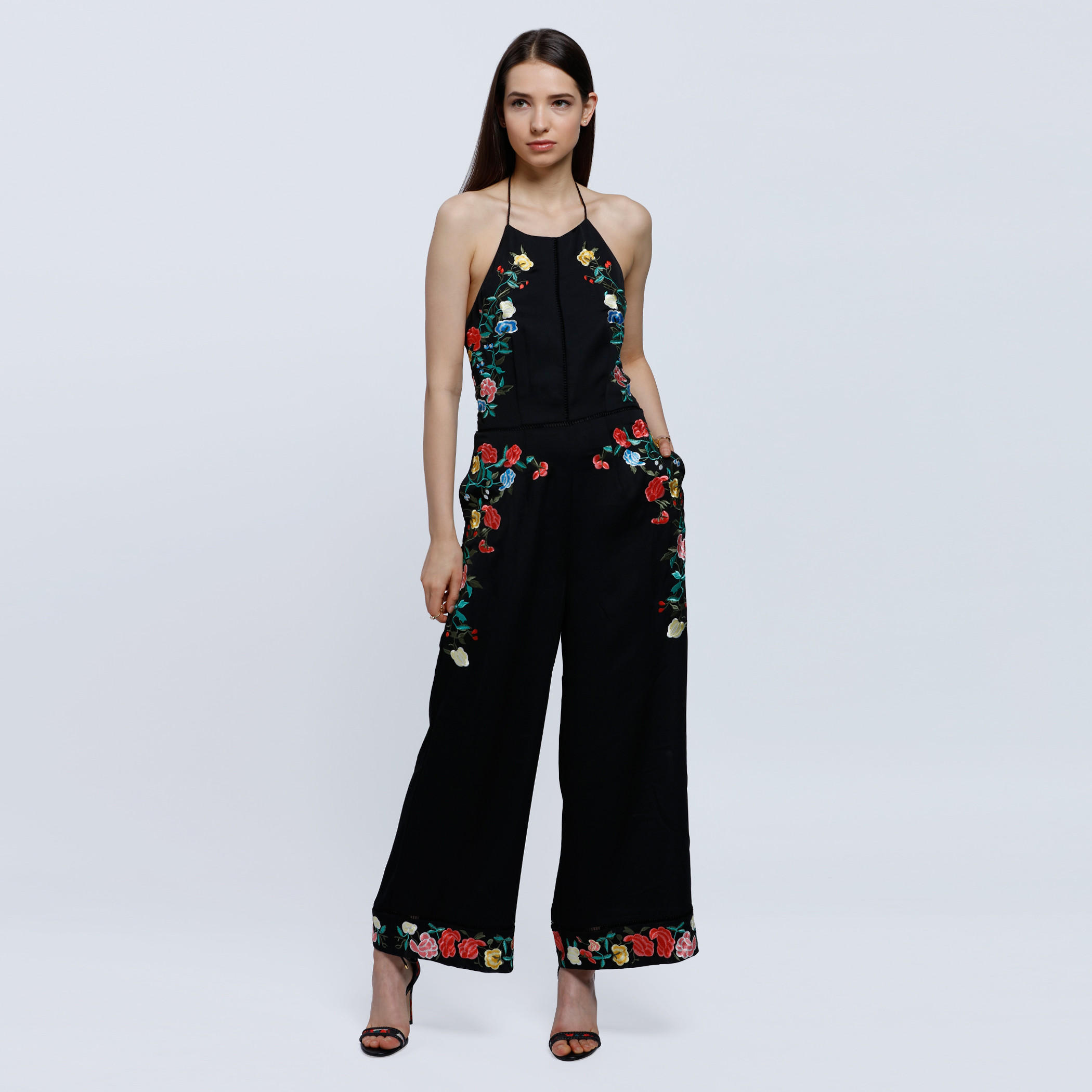 Halter Neck Jumpsuit with Flower Detail-women-clothing-jumpsuits-image-1