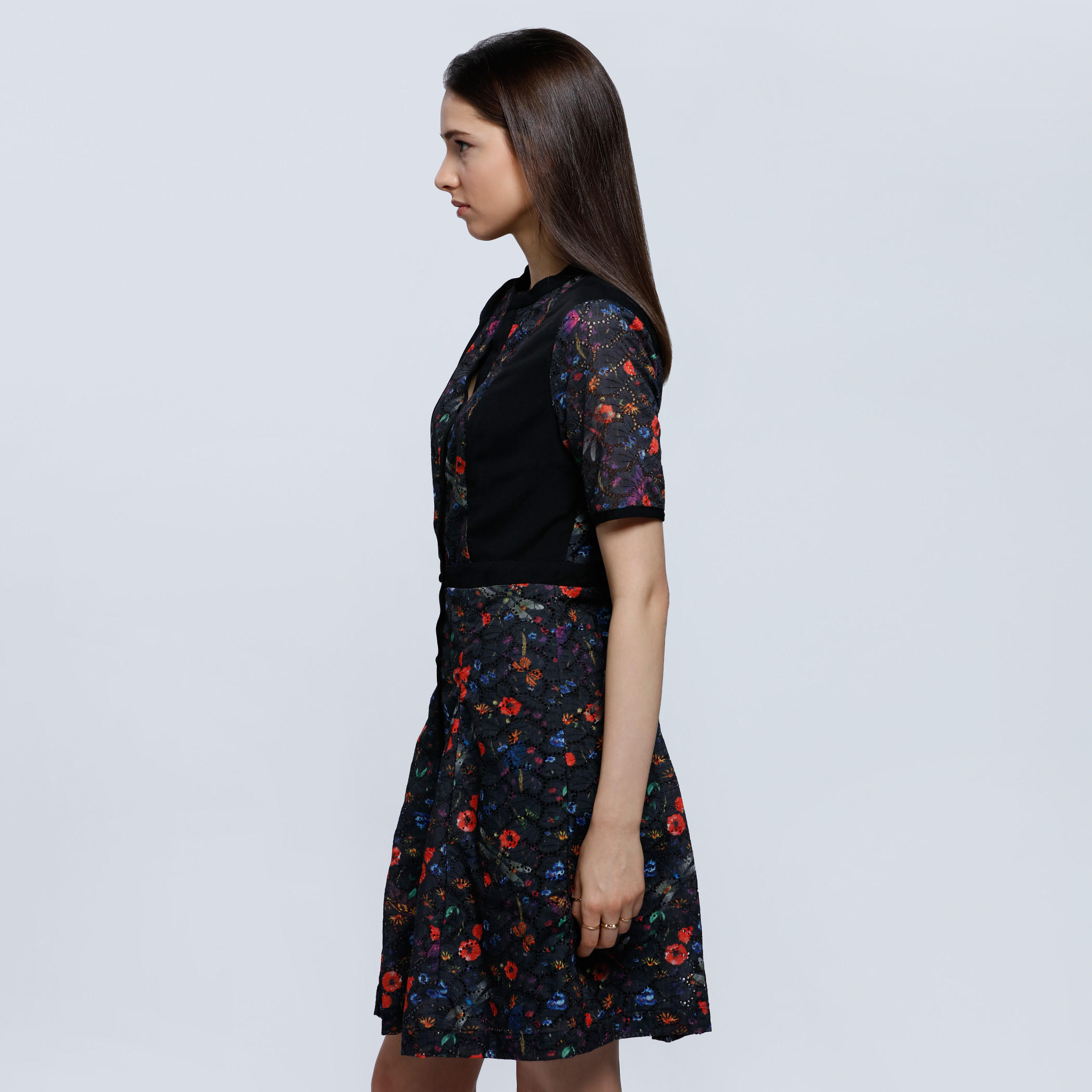 Disty Floral Print Midi Dress with Short Sleeves-women-clothing-dresses-image-3