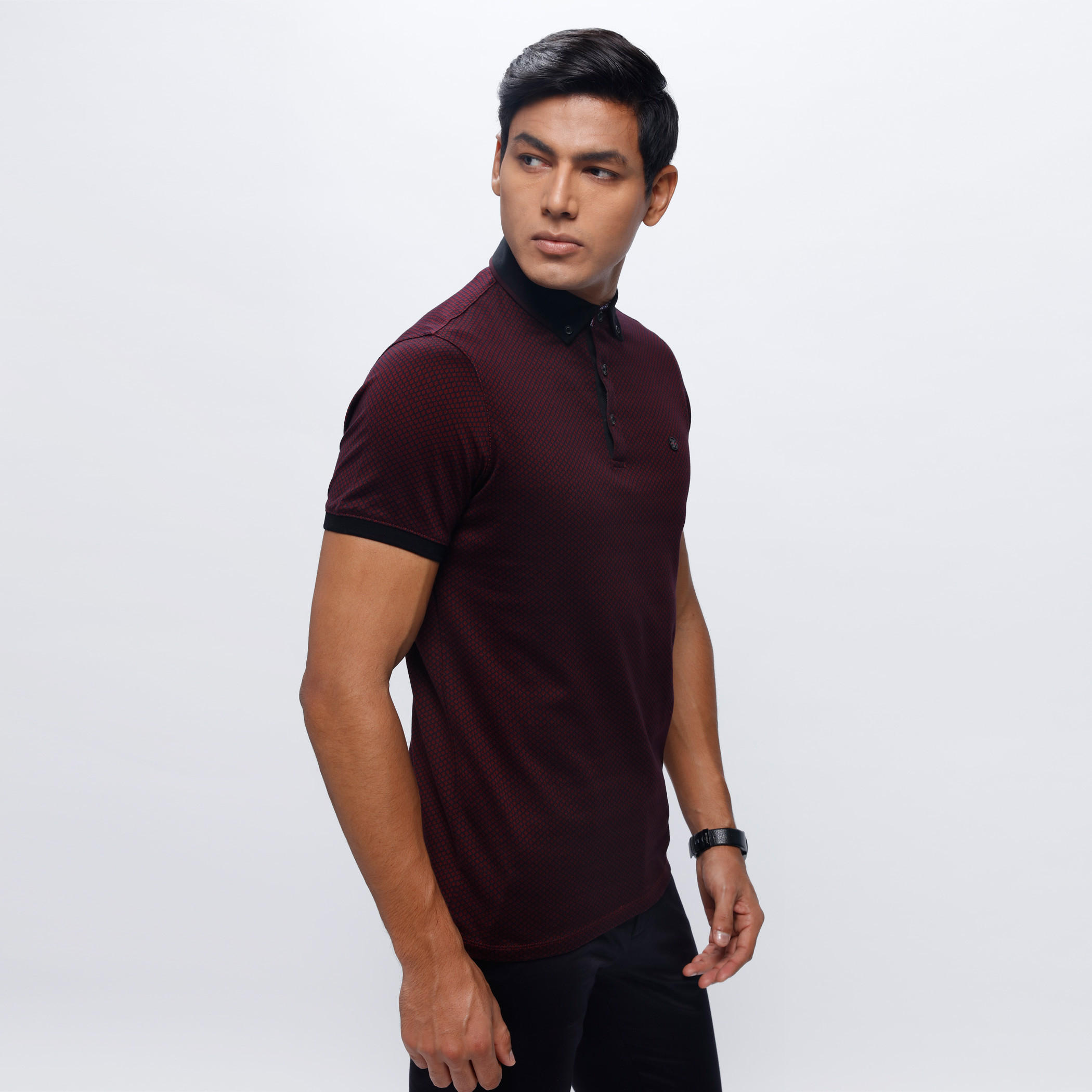 Printed Polo Neck T-Shirt with Short Sleeves-men-clothing-tshirtsandpolos-polos-image-3