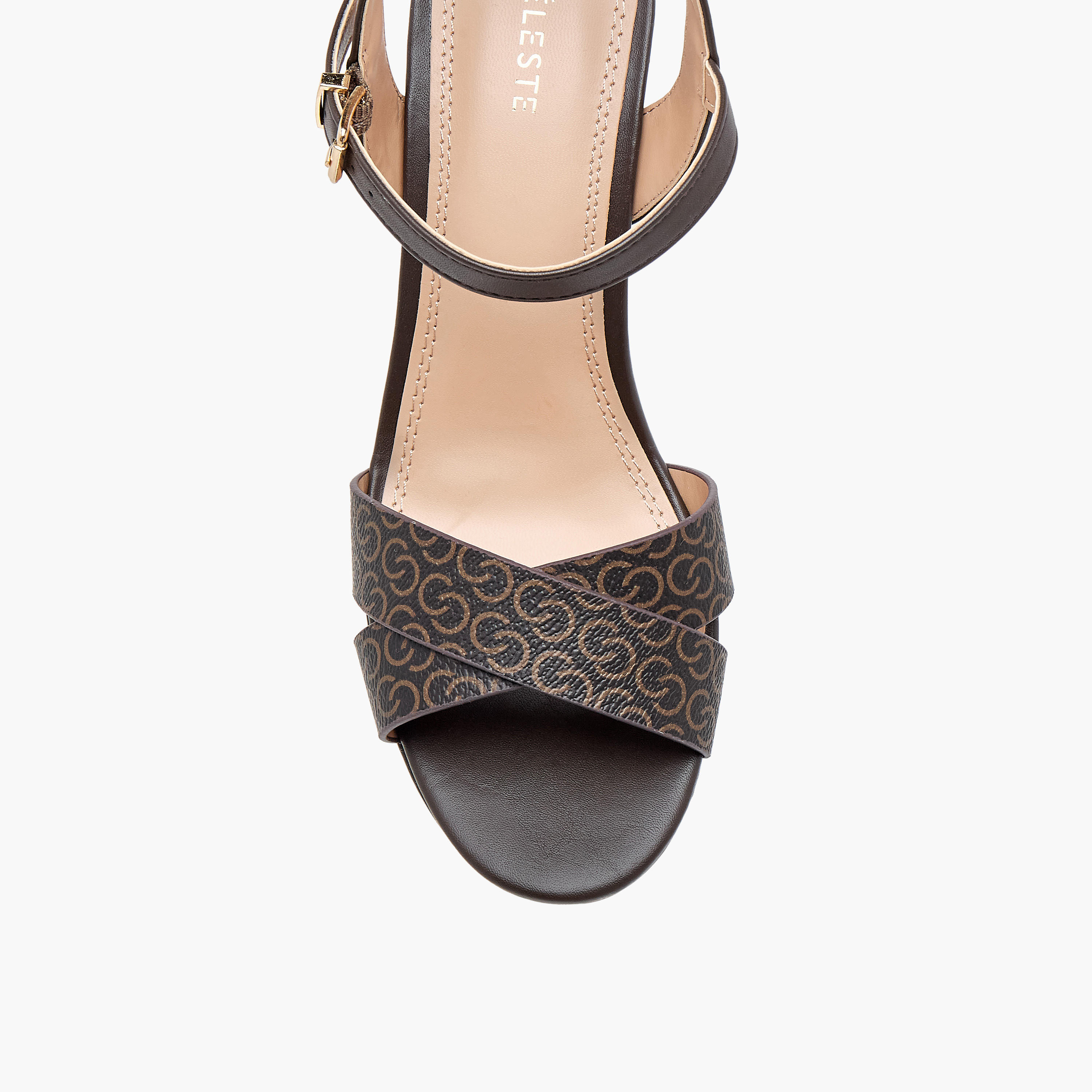 Celeste Women's Monogram Print Sandals with Block Heels and Buckle Closure-women-shoes-sandals-heeled-image-5