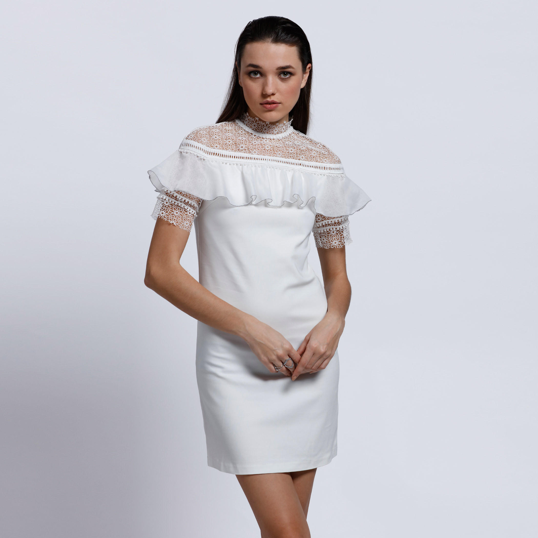 Elle Short Sleeves Dress with Lace Yoke-women-clothing-dresses-image-1