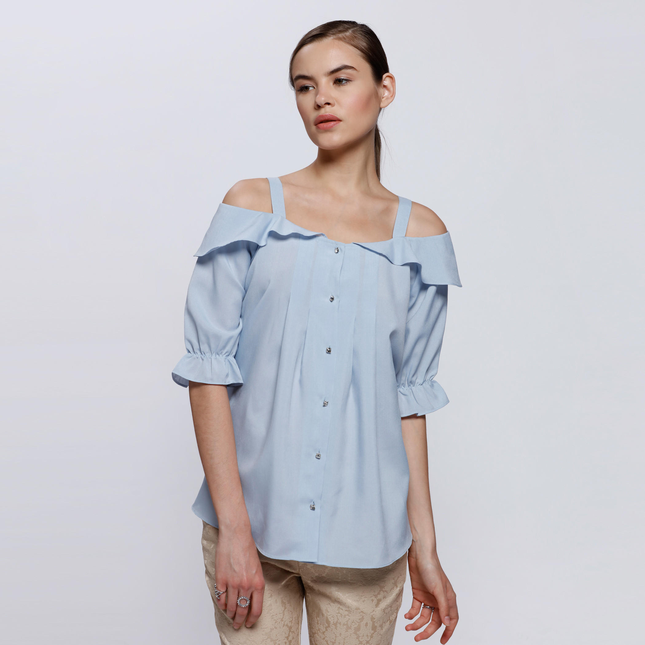 Elle Ruffled Top with Cold Shoulder-women-clothing-shirtsandblouses-blouses-image-1