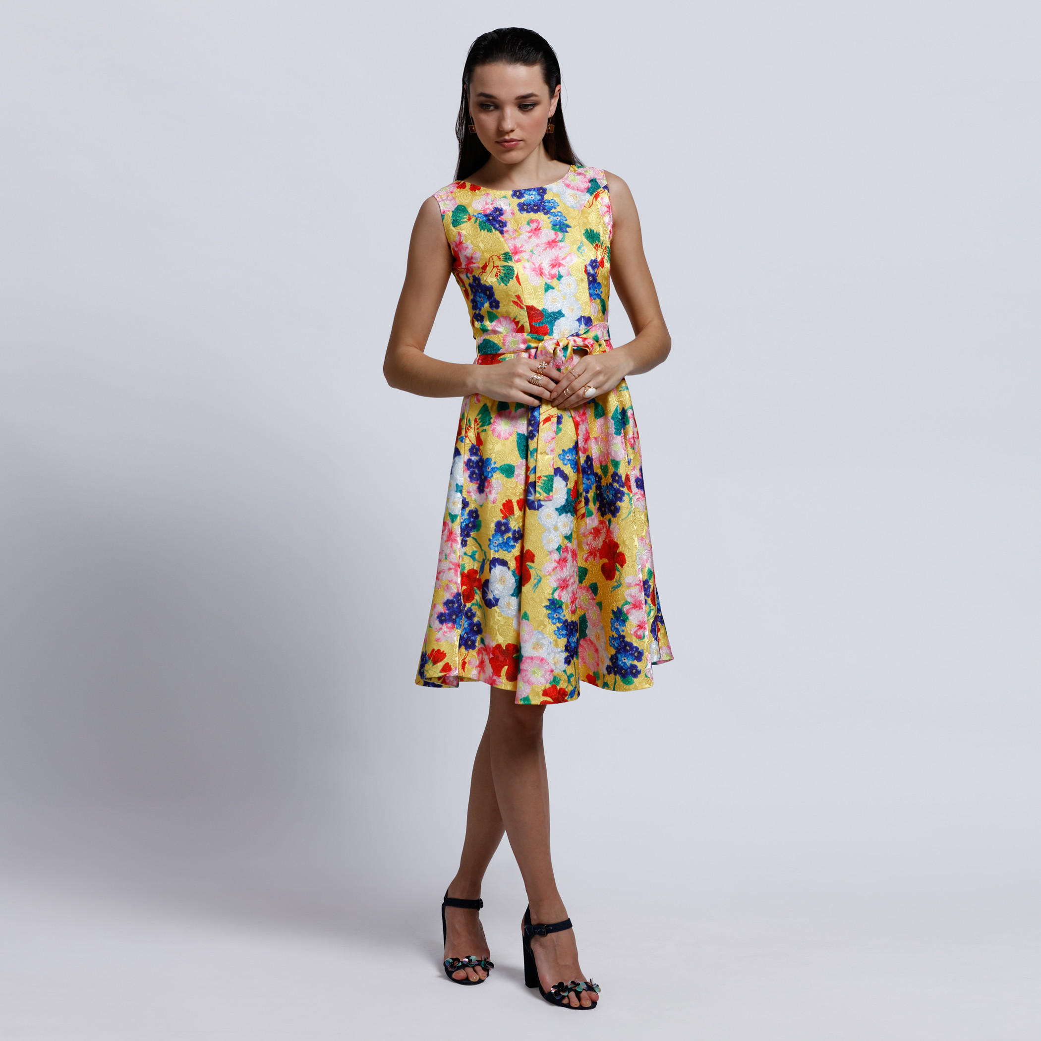Elle Printed Sleeveless Dress with Boat Neck-women-clothing-dresses-image-1