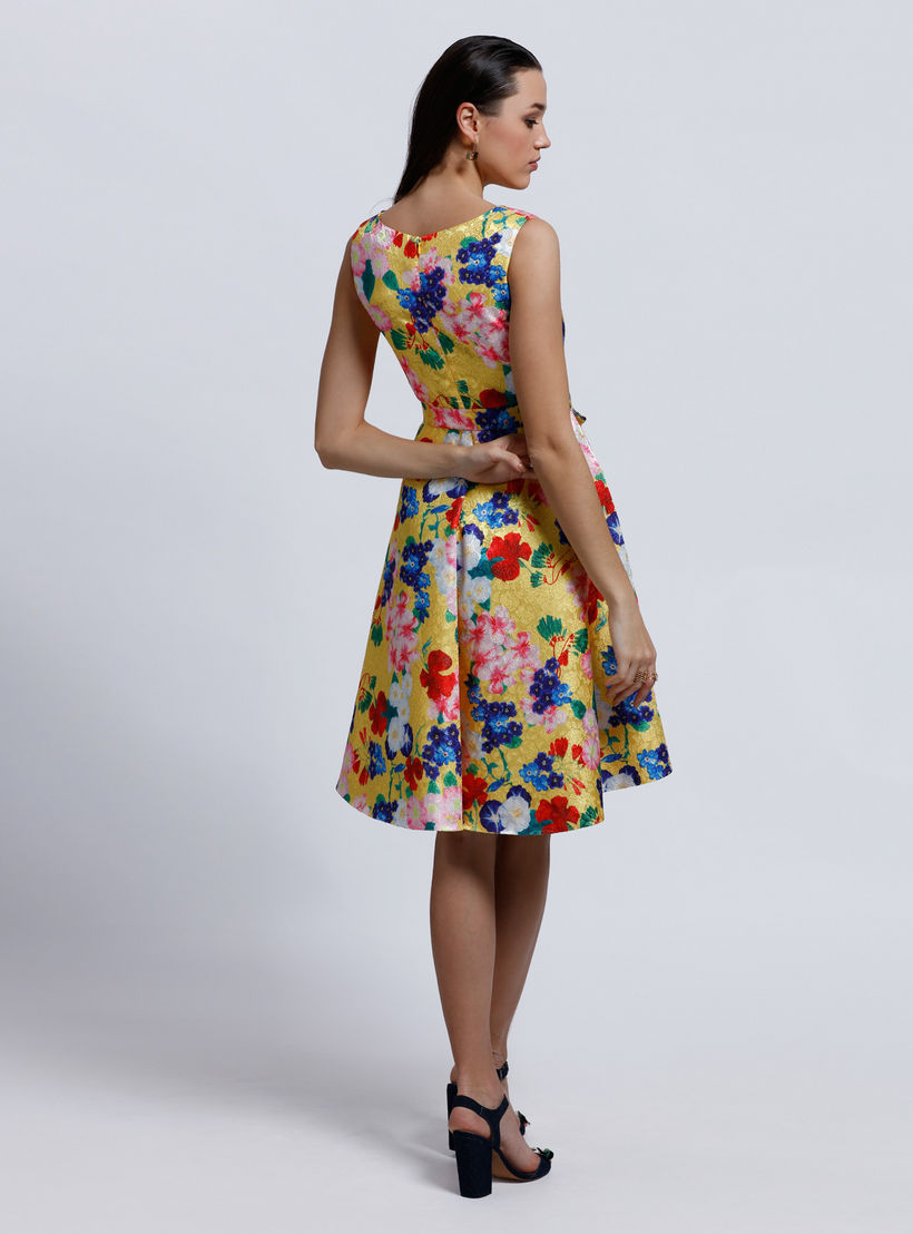 Elle Printed Sleeveless Dress with Boat Neck-women-clothing-dresses-image-2