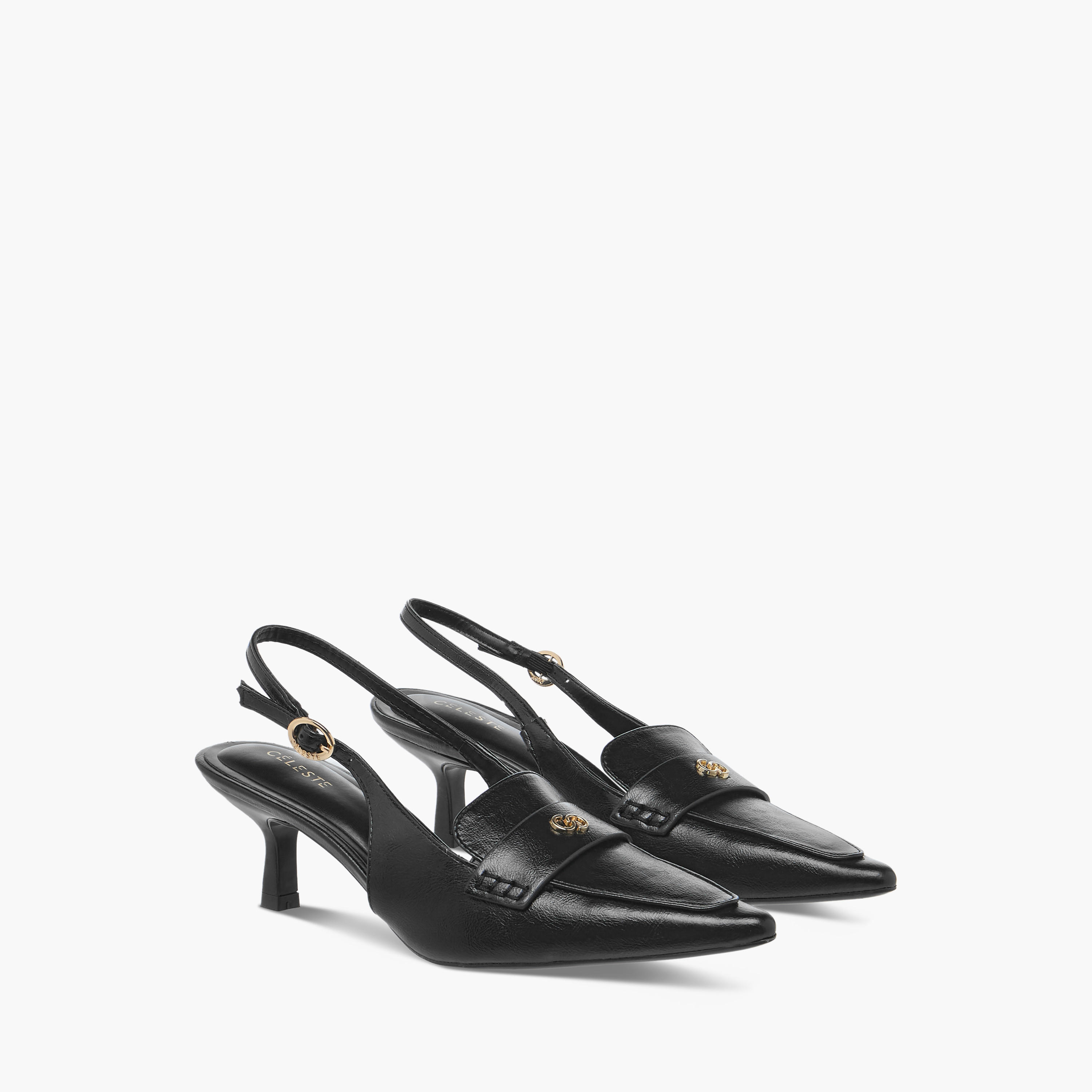 Celeste Women's Logo Detail Slingback Shoes with Buckle Closure-women-shoes-heels-image-1