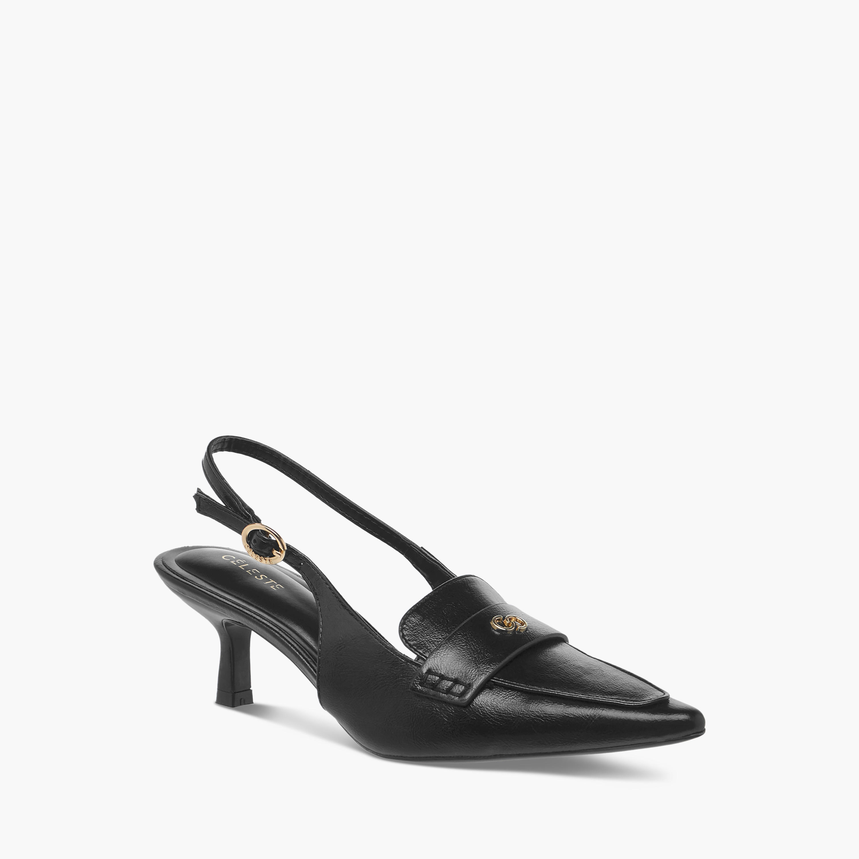 Celeste Women's Logo Detail Slingback Shoes with Buckle Closure-women-shoes-heels-image-2