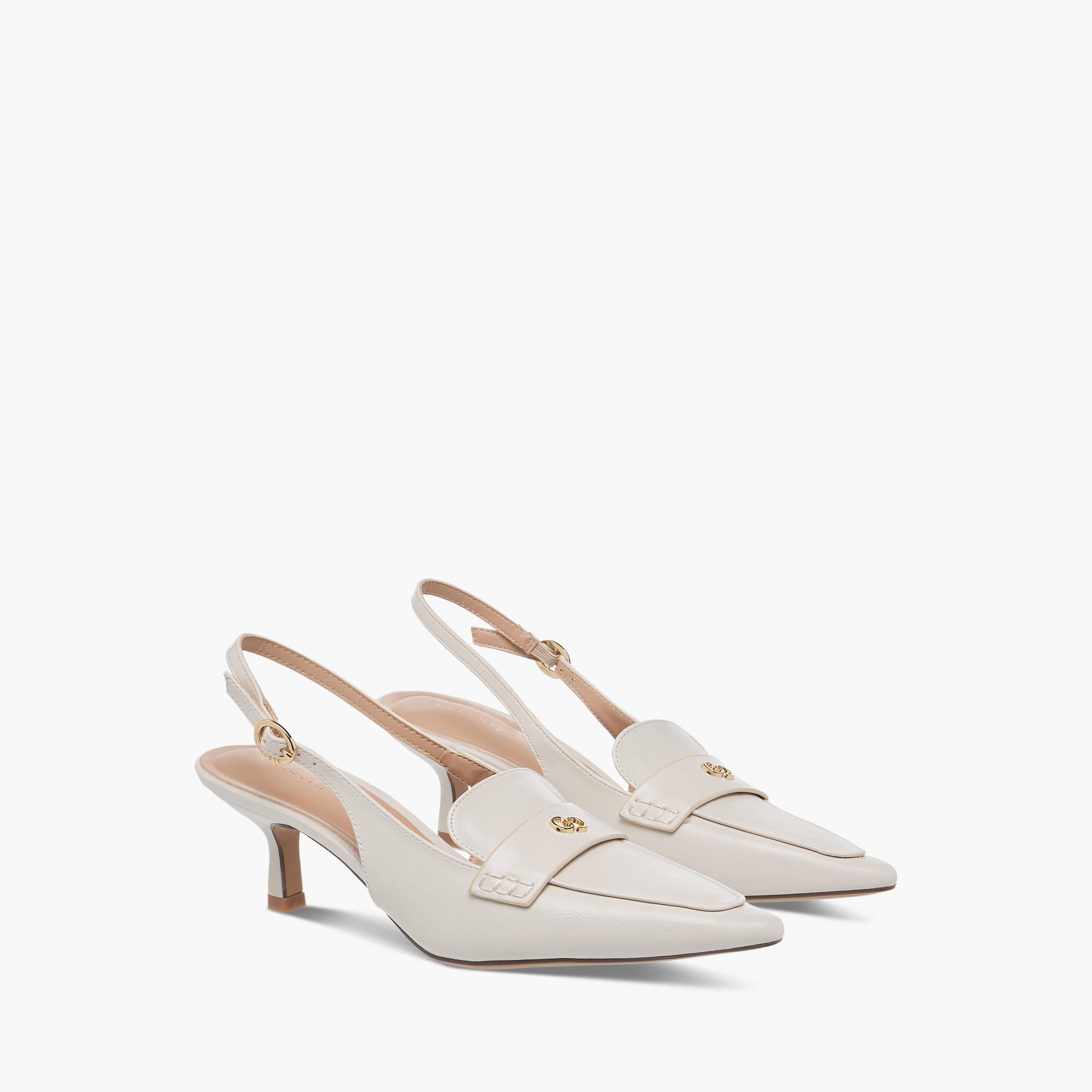 Celeste Women's Logo Detail Slingback Shoes with Buckle Closure-women-shoes-heels-image-1