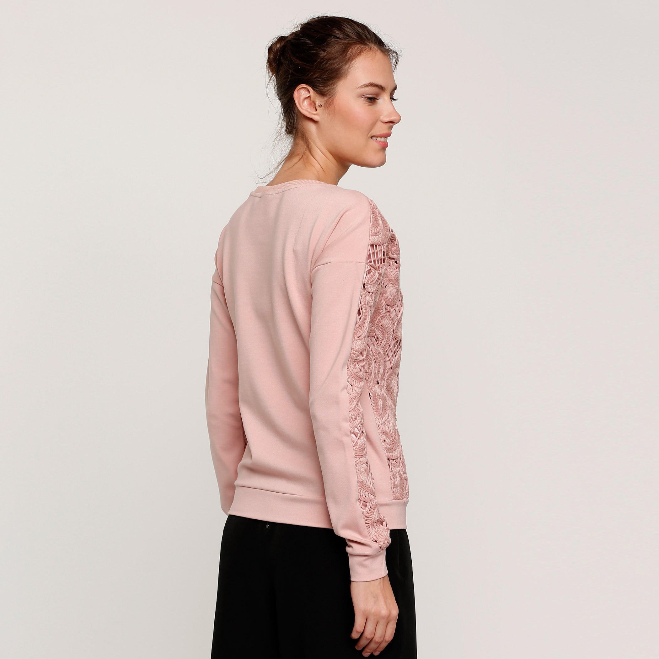 Elle Lace Detail Round Neck Sweater with Long Sleeves-women-clothing-cardigansandjumpers-jumpers-image-2