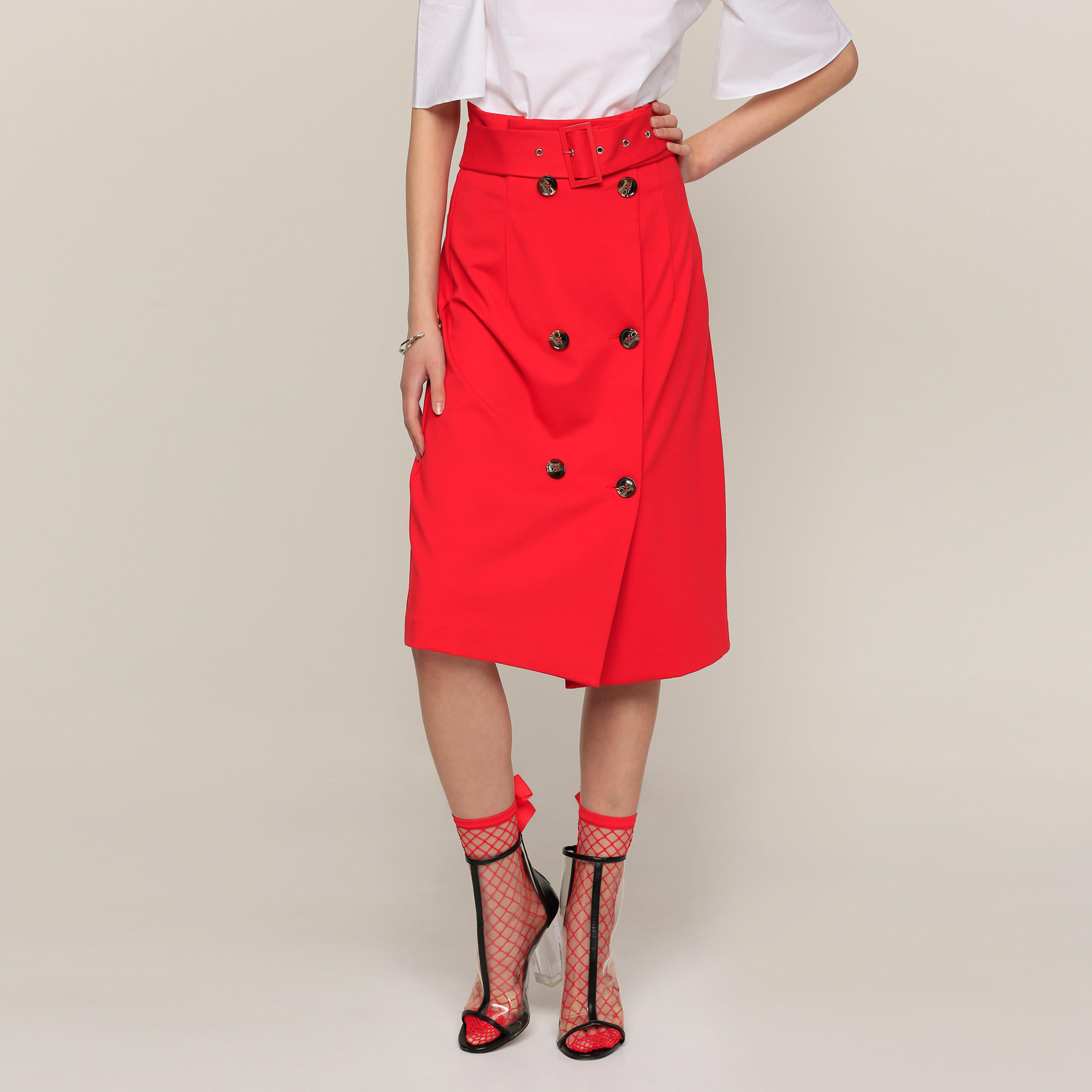 تنورة متوسطة الطول بزر إغلاق من إيل-women-clothing-bottoms-skirts-image-1