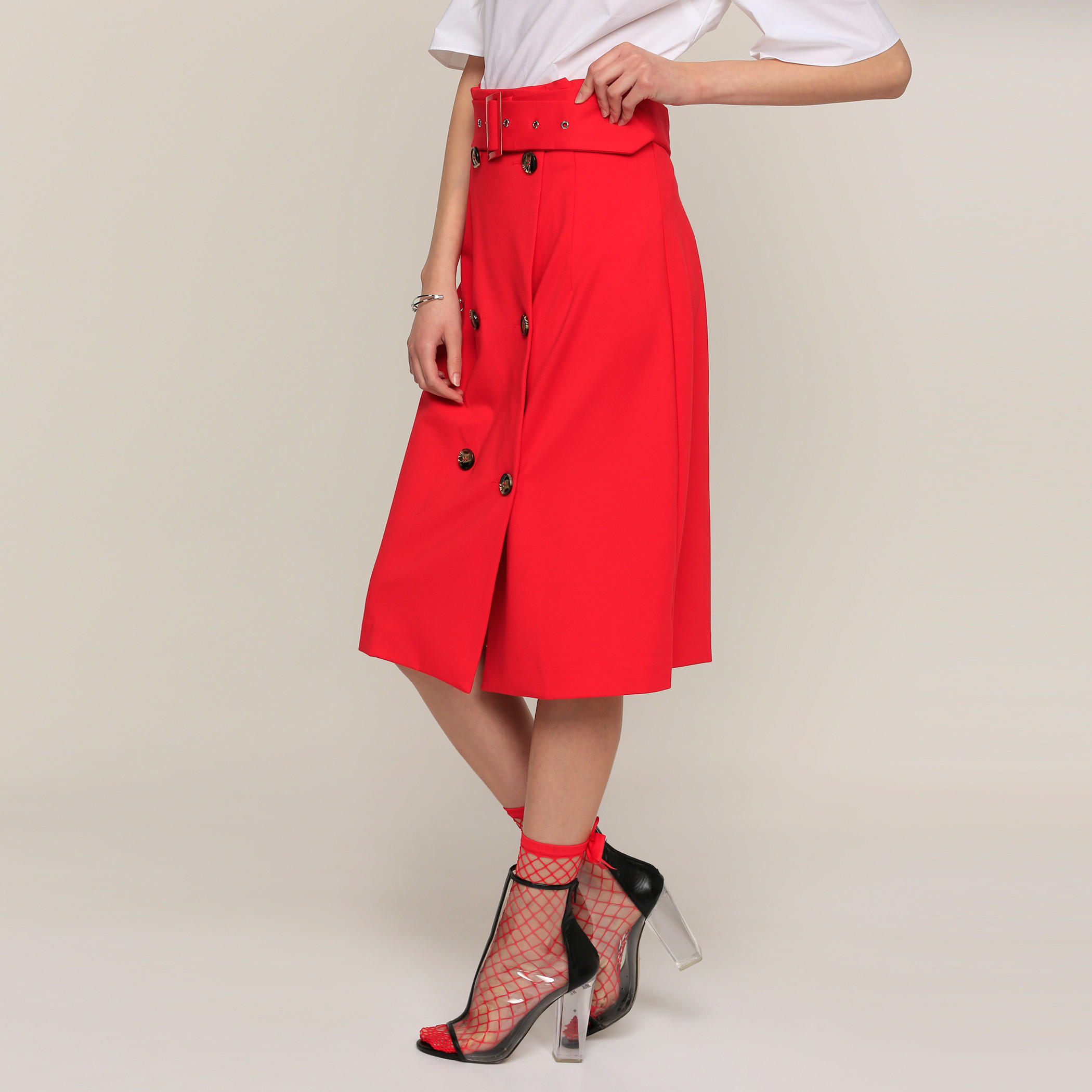 تنورة متوسطة الطول بزر إغلاق من إيل-women-clothing-bottoms-skirts-image-3