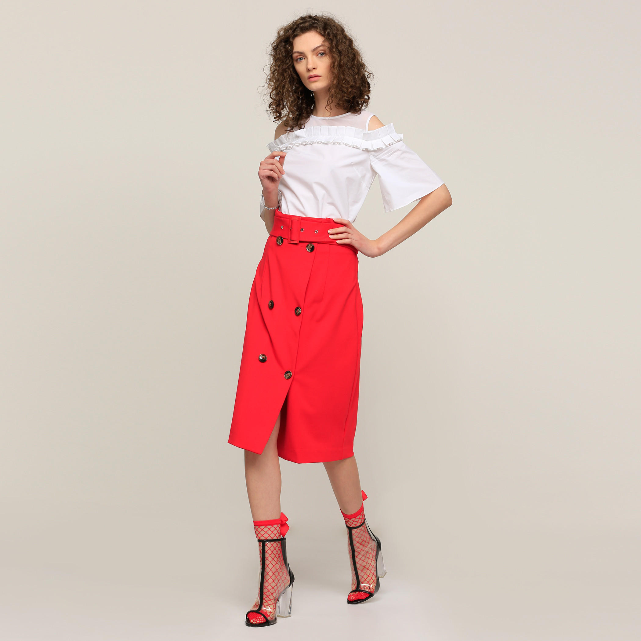 تنورة متوسطة الطول بزر إغلاق من إيل-women-clothing-bottoms-skirts-image-5