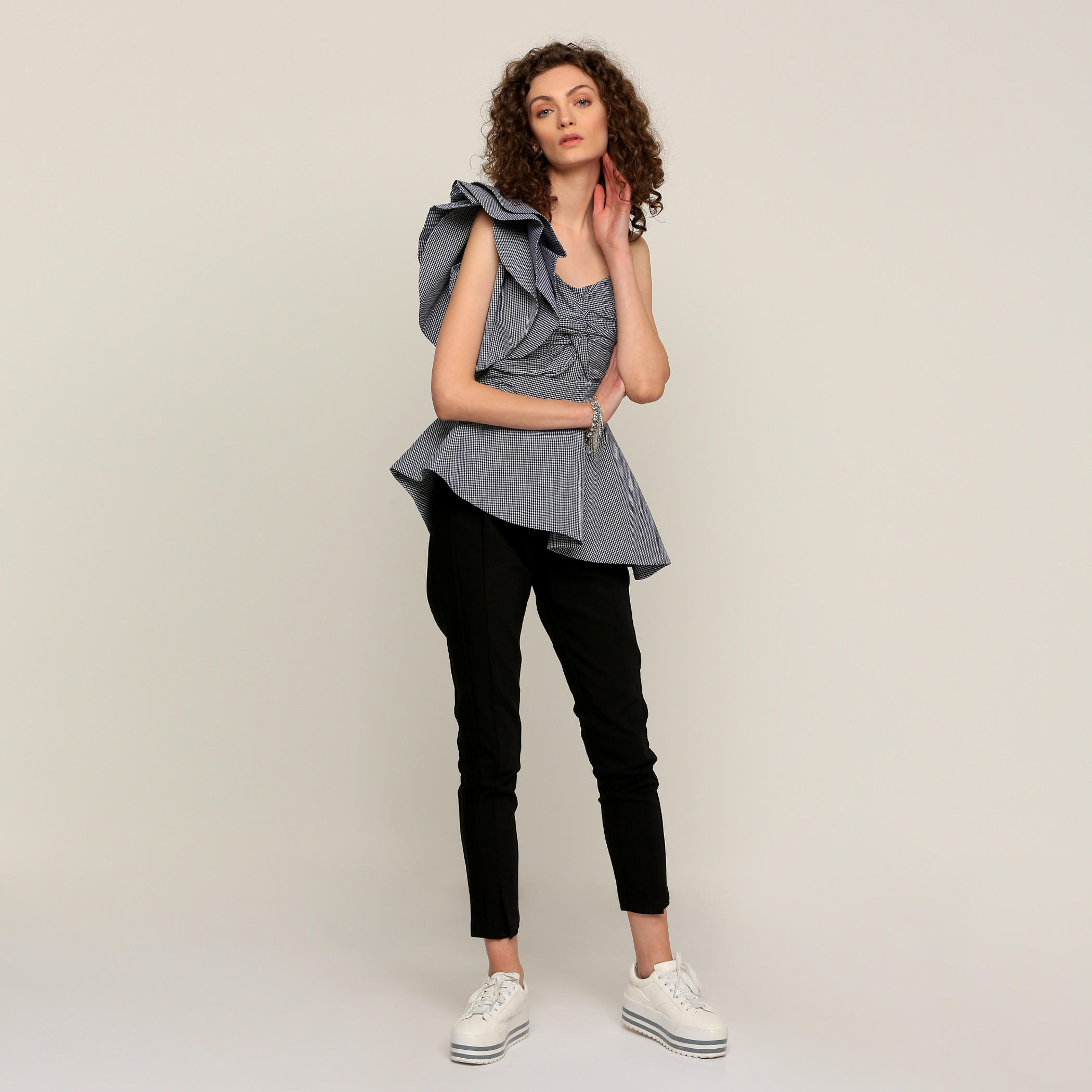 Elle Chequered Top with Ruffle Detail-women-clothing-shirtsandblouses-blouses-image-5