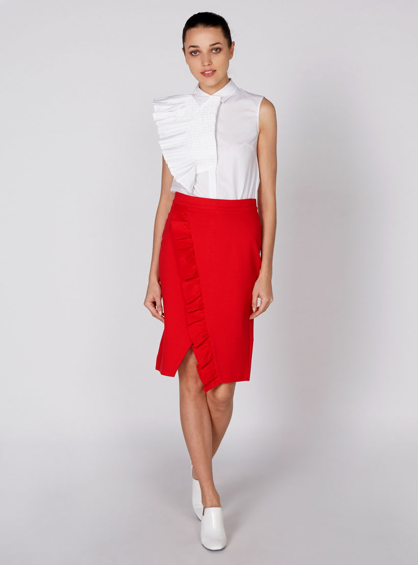 تنورة بخصر مطّاطي وتفاصيل كشكش من إيل-women-clothing-bottoms-skirts-image-1