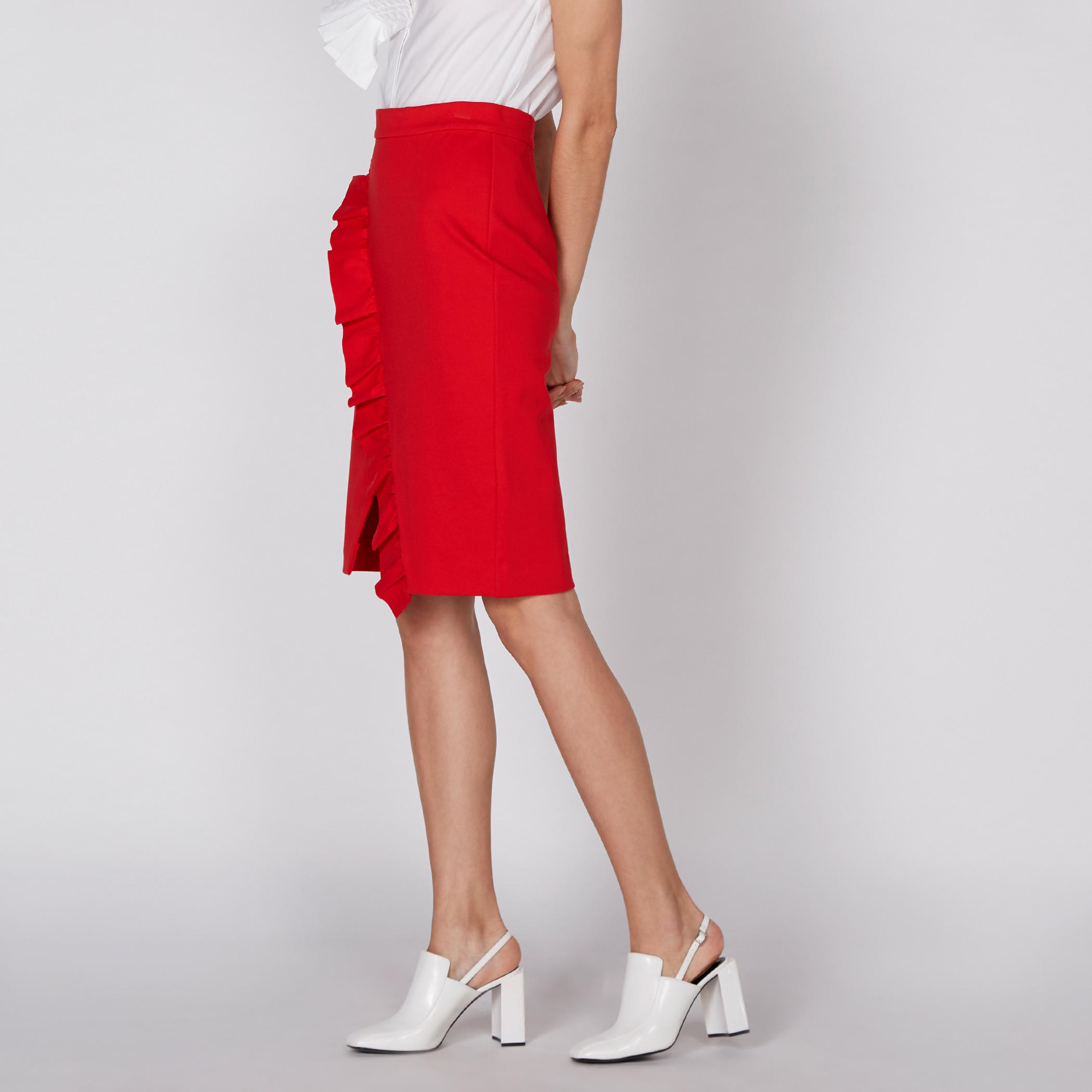 تنورة بخصر مطّاطي وتفاصيل كشكش من إيل-women-clothing-bottoms-skirts-image-3