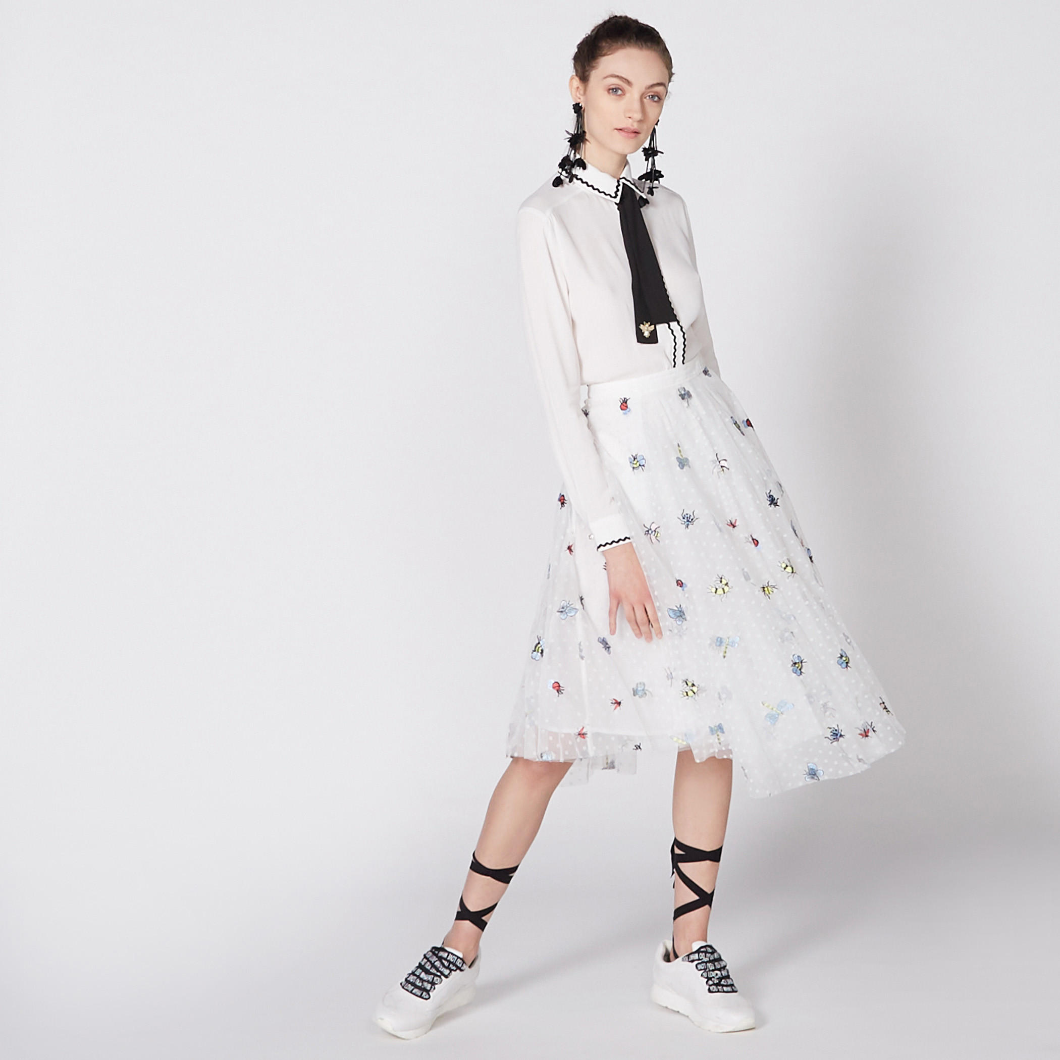تنورة مطرّزة متوسطة الطول بسحّاب إغلاق من إيل-women-clothing-bottoms-skirts-image-4