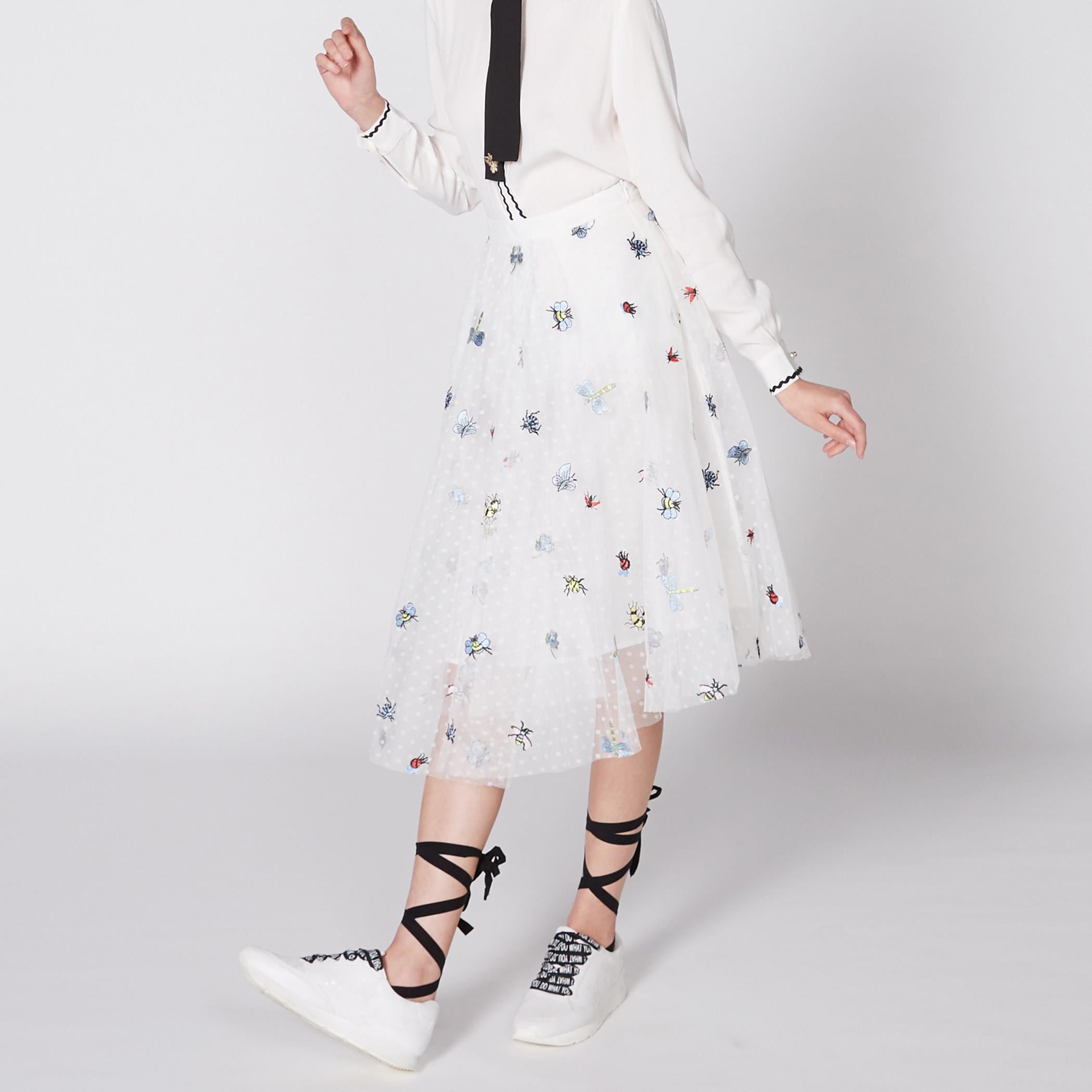 تنورة مطرّزة متوسطة الطول بسحّاب إغلاق من إيل-women-clothing-bottoms-skirts-image-3
