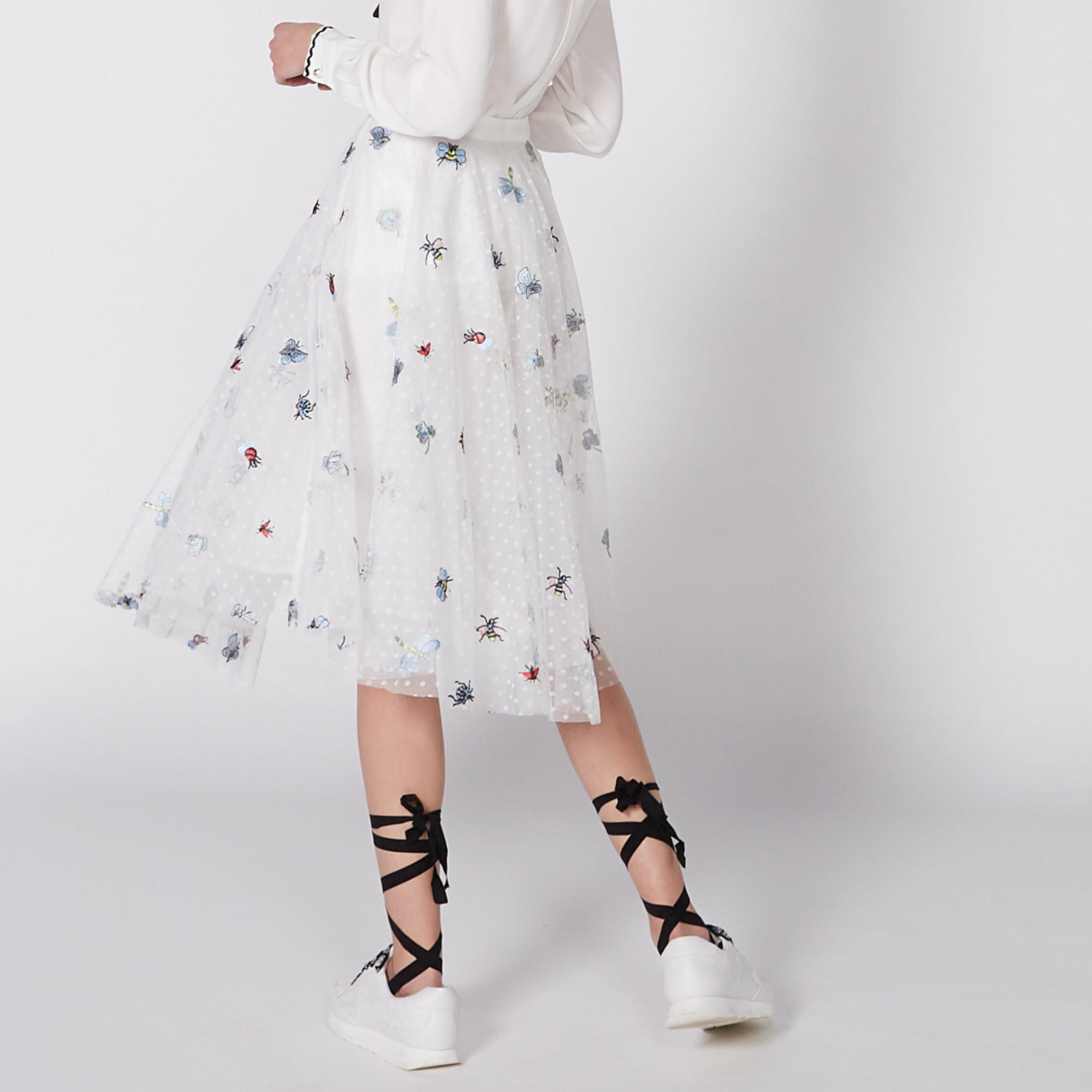 تنورة مطرّزة متوسطة الطول بسحّاب إغلاق من إيل-women-clothing-bottoms-skirts-image-1