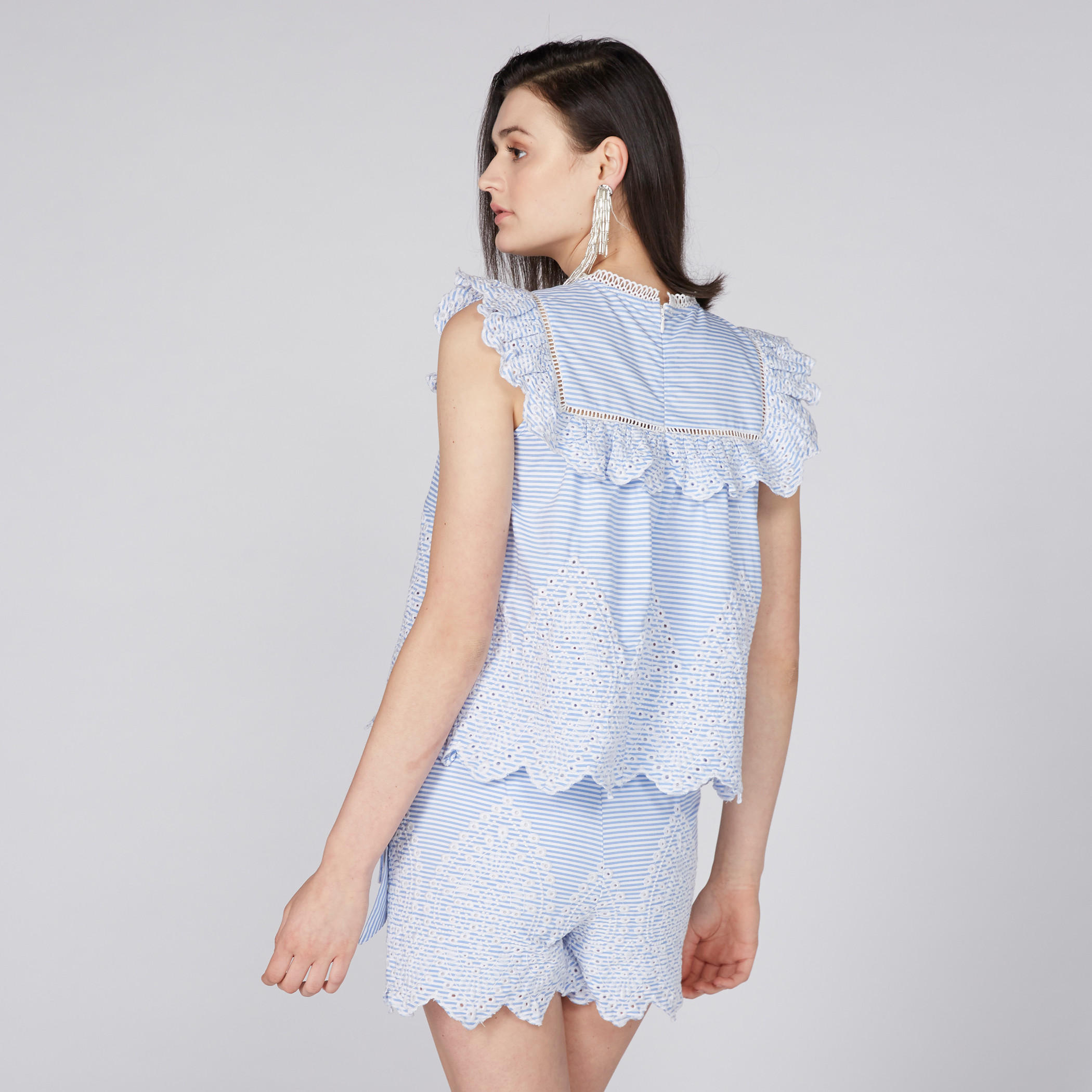 Elle Striped Top with Schiffli Detail and Zip Closure-women-clothing-shirtsandblouses-blouses-image-3