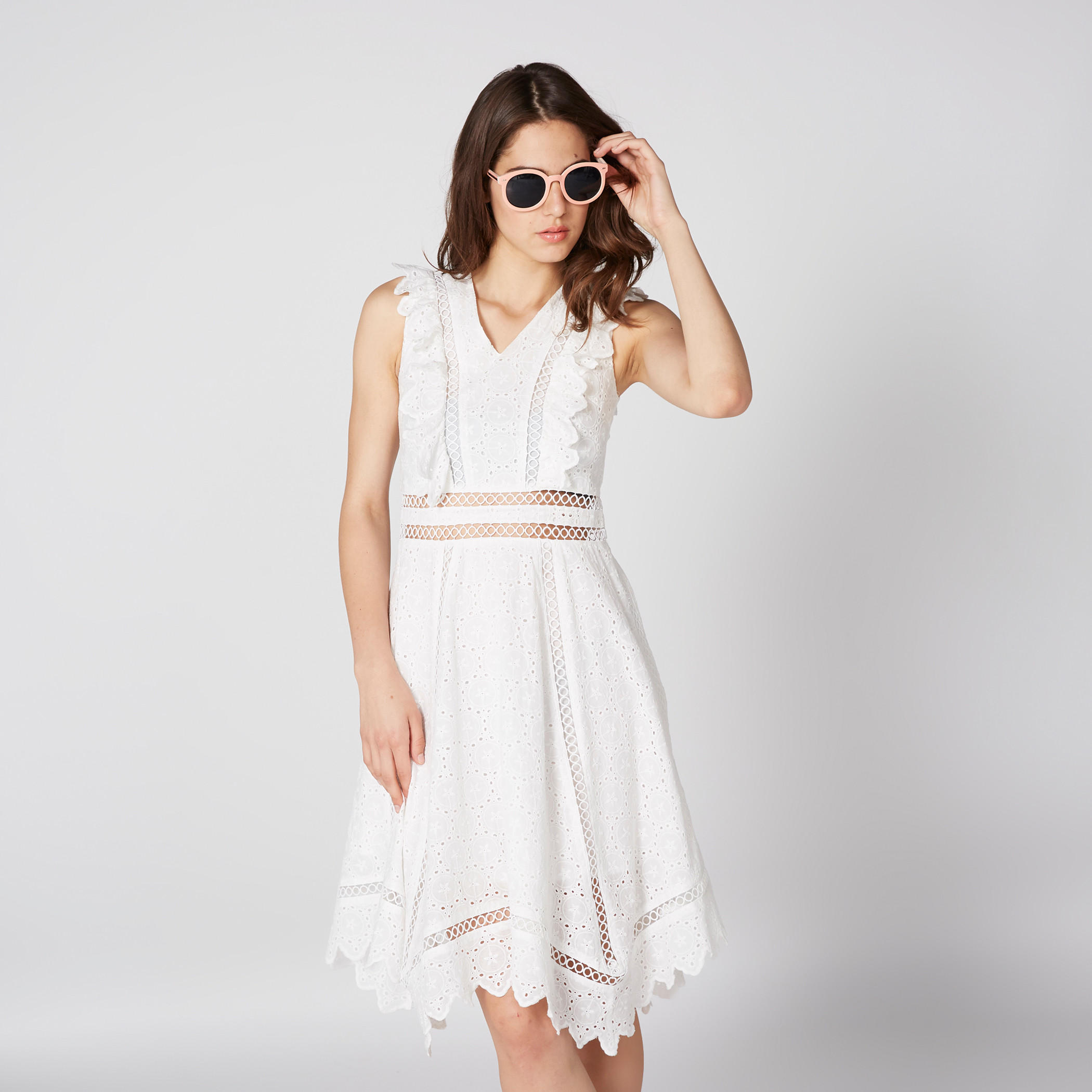 فستان شيفلي متوسط الطول دون أكمام بحوّاف غير مستوية من إيل-women-clothing-dresses-image-2