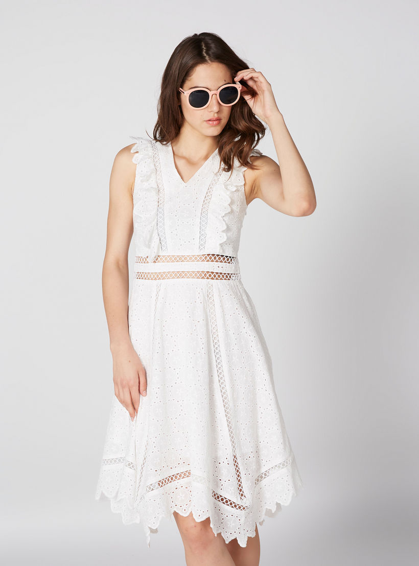فستان شيفلي متوسط الطول دون أكمام بحوّاف غير مستوية من إيل-women-clothing-dresses-image-2