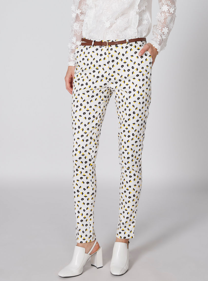 بنطال طويل بجيوب وطبعات وحزام من إيل-women-clothing-bottoms-trousers-image-3