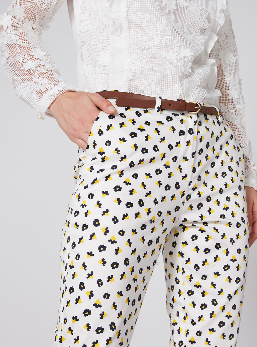 بنطال طويل بجيوب وطبعات وحزام من إيل-women-clothing-bottoms-trousers-image-4