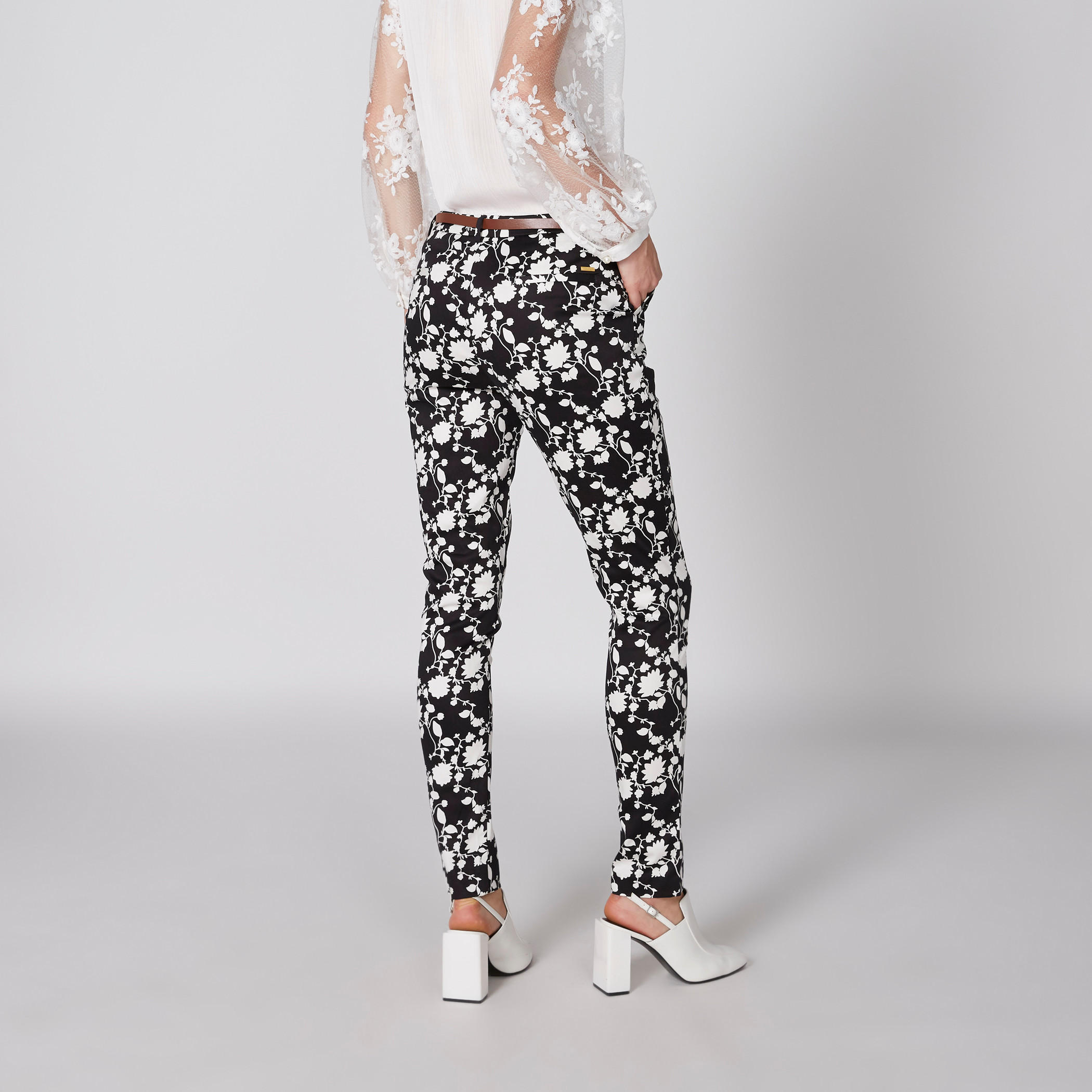Elle Floral Printed Full Length Pants with Pocket Detail and Belt-women-clothing-bottoms-trousers-image-2