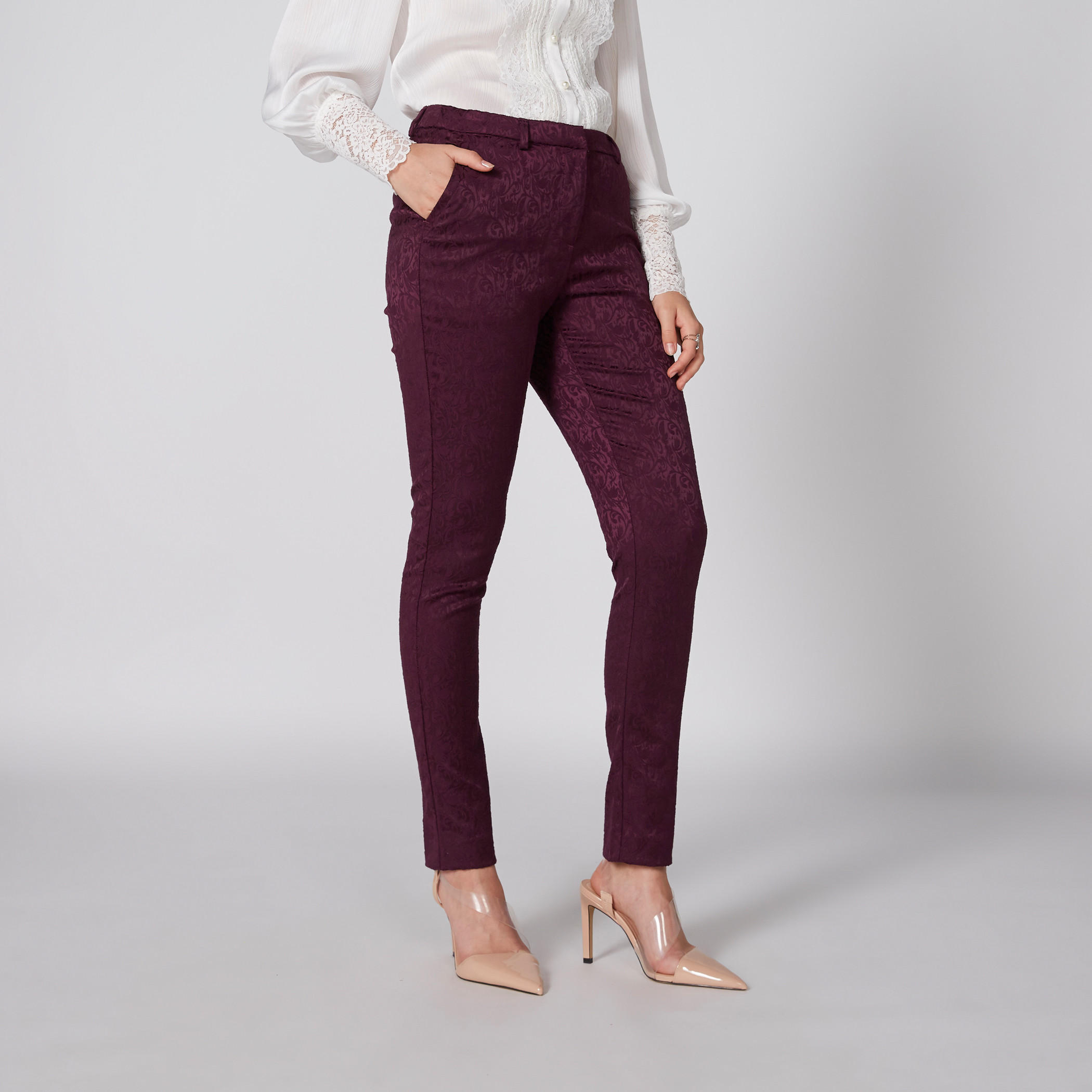 بنطال طويل بارز الملمس بجيوب من إيل-women-clothing-bottoms-trousers-image-3