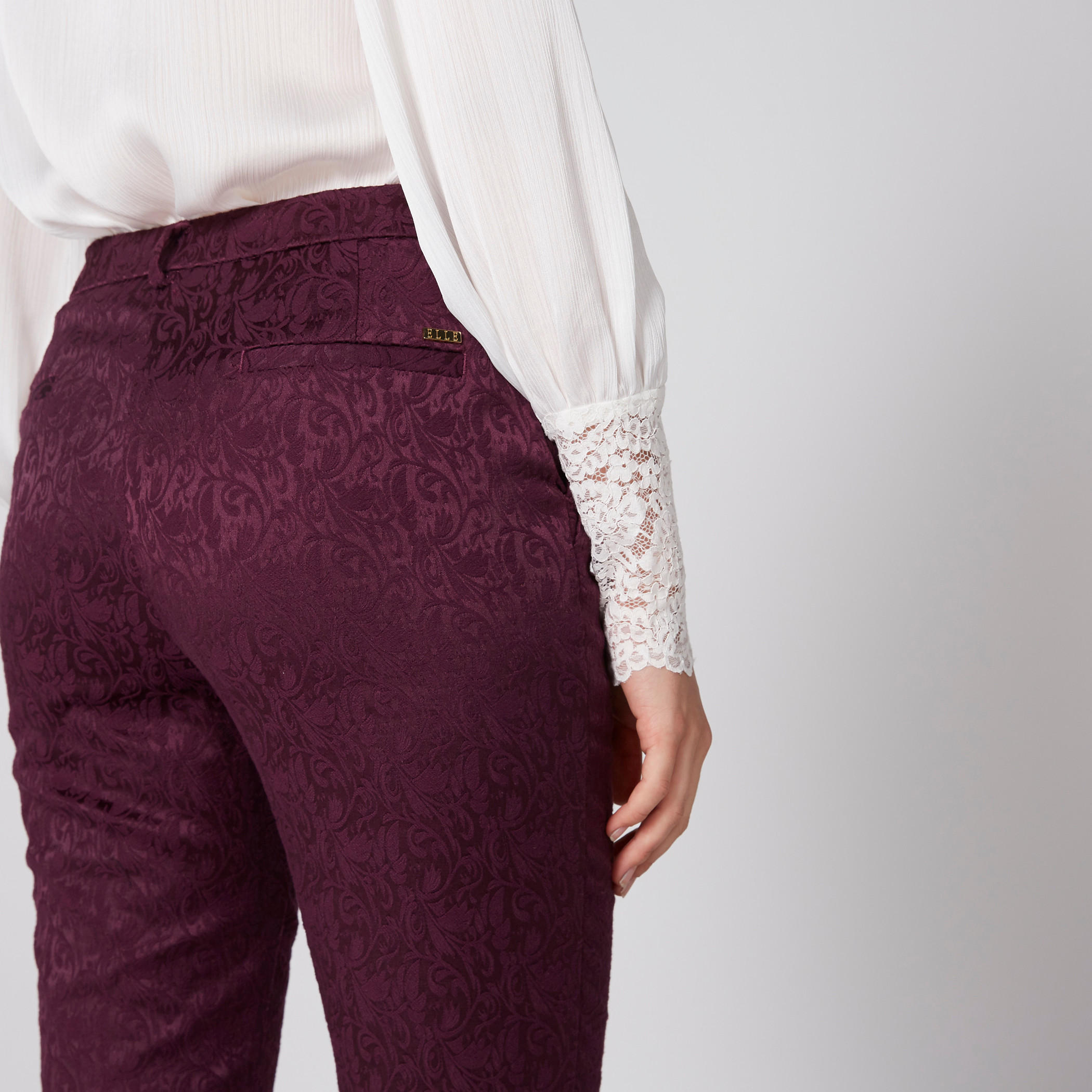 بنطال طويل بارز الملمس بجيوب من إيل-women-clothing-bottoms-trousers-image-4