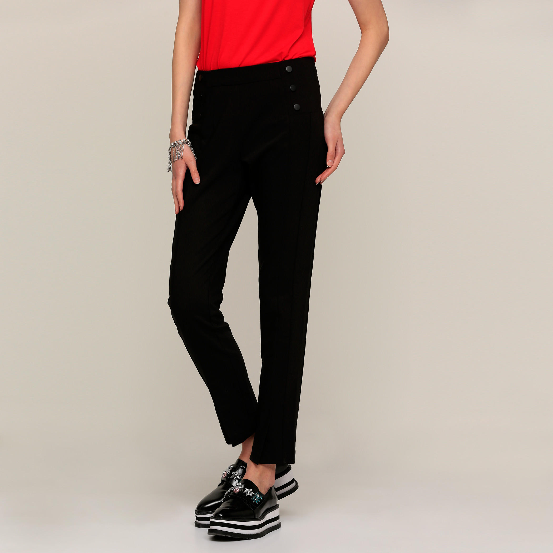 بنطال طويل بزر من إيل-women-clothing-bottoms-trousers-image-5