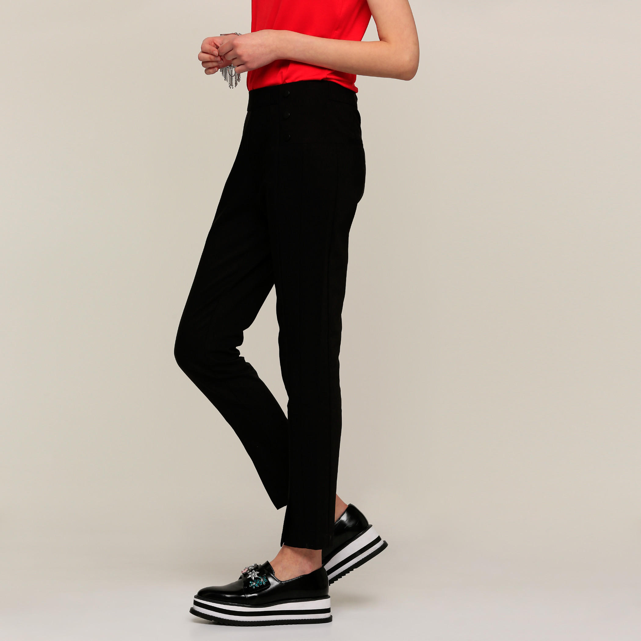 بنطال طويل بزر من إيل-women-clothing-bottoms-trousers-image-3