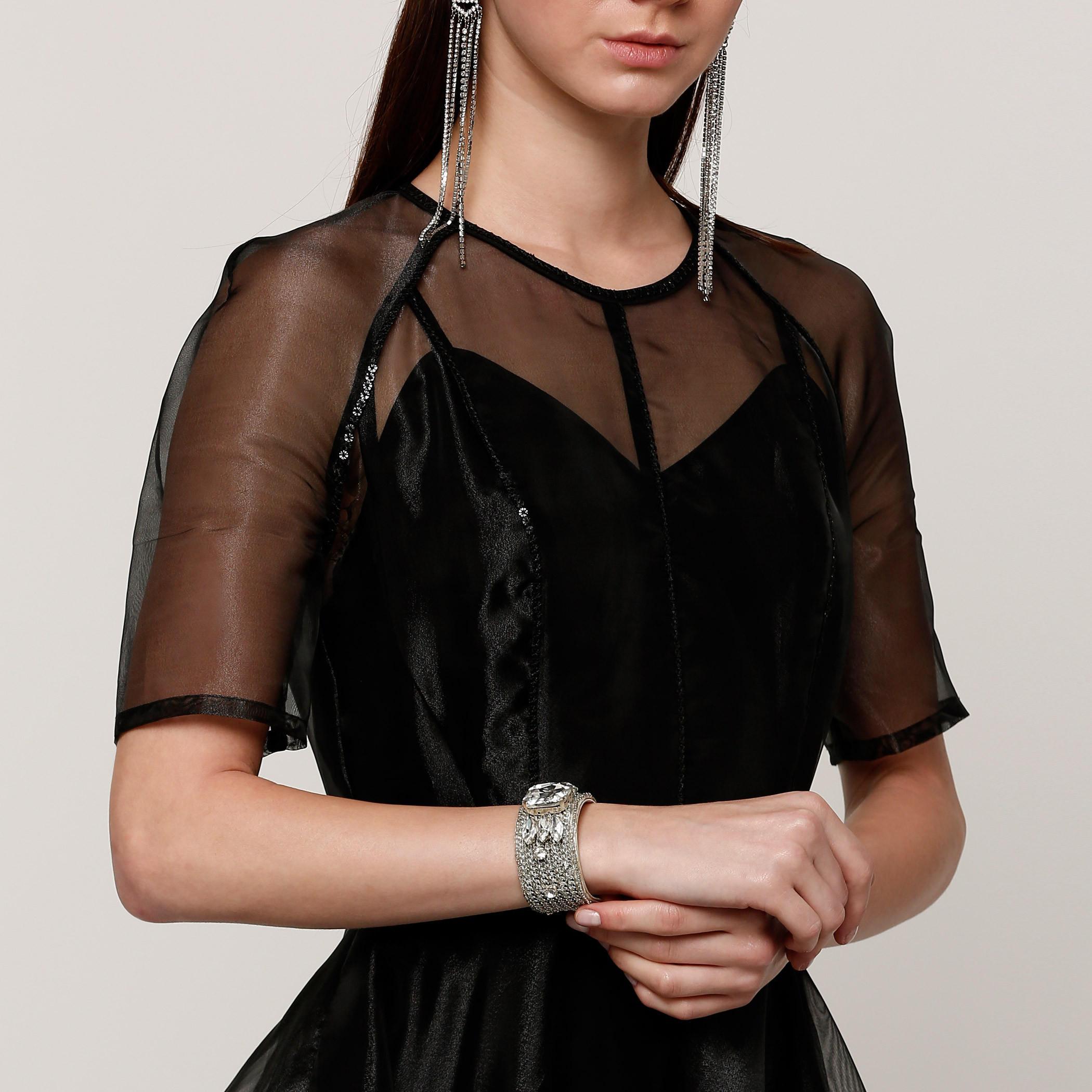 فستان متوسط الطول بأكمام قصيرة وياقة مستديرة من إيل-women-clothing-dresses-image-4