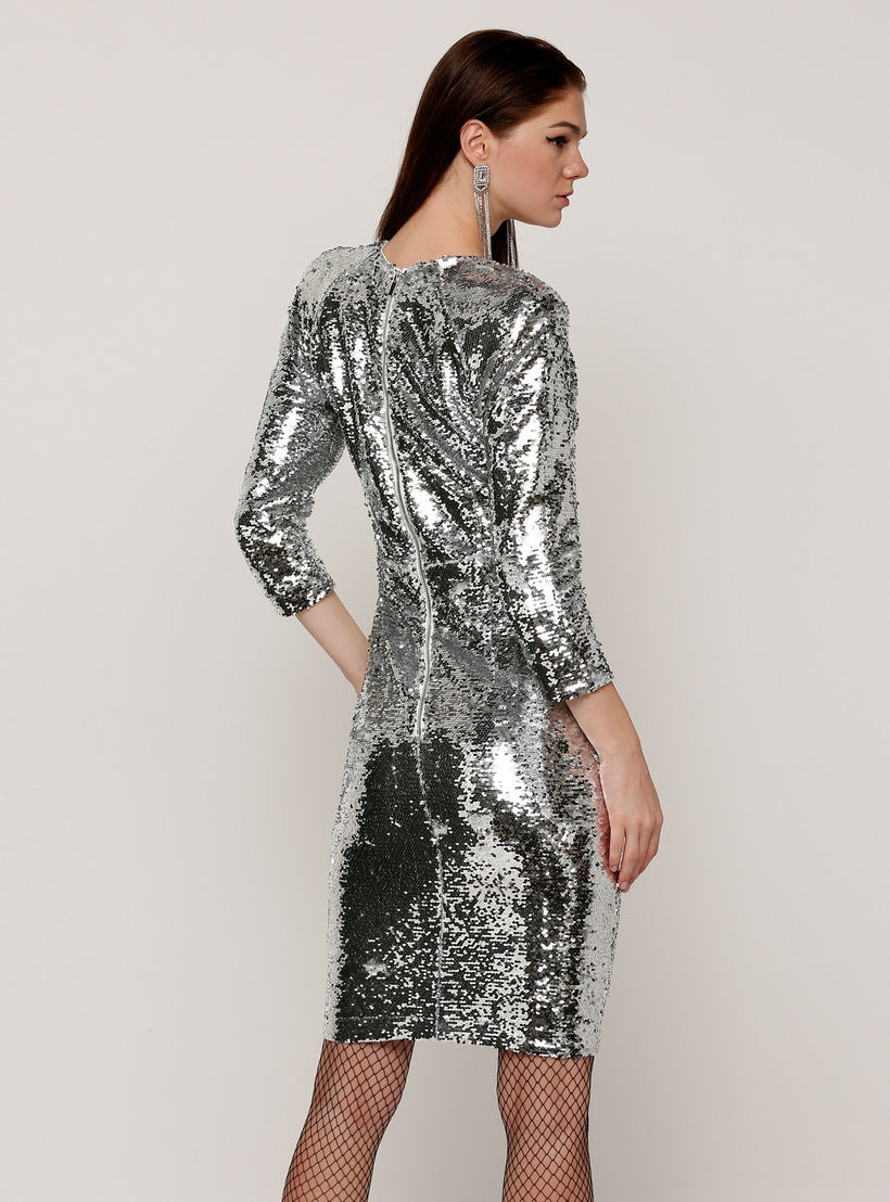 فستان متوسط الطول مزيّن بأكمام بطول 3/4 وياقة مستديرة من إيل-women-clothing-dresses-image-2