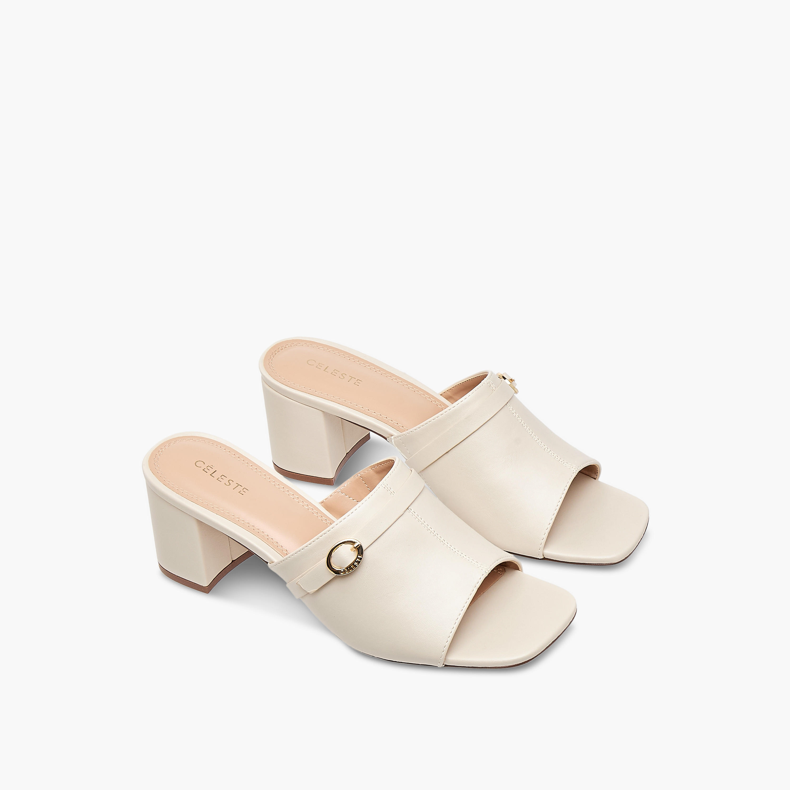 Celeste Women's Buckle Accent Slip-On Sandals with Block Heels-women-shoes-sandals-heeled-image-1