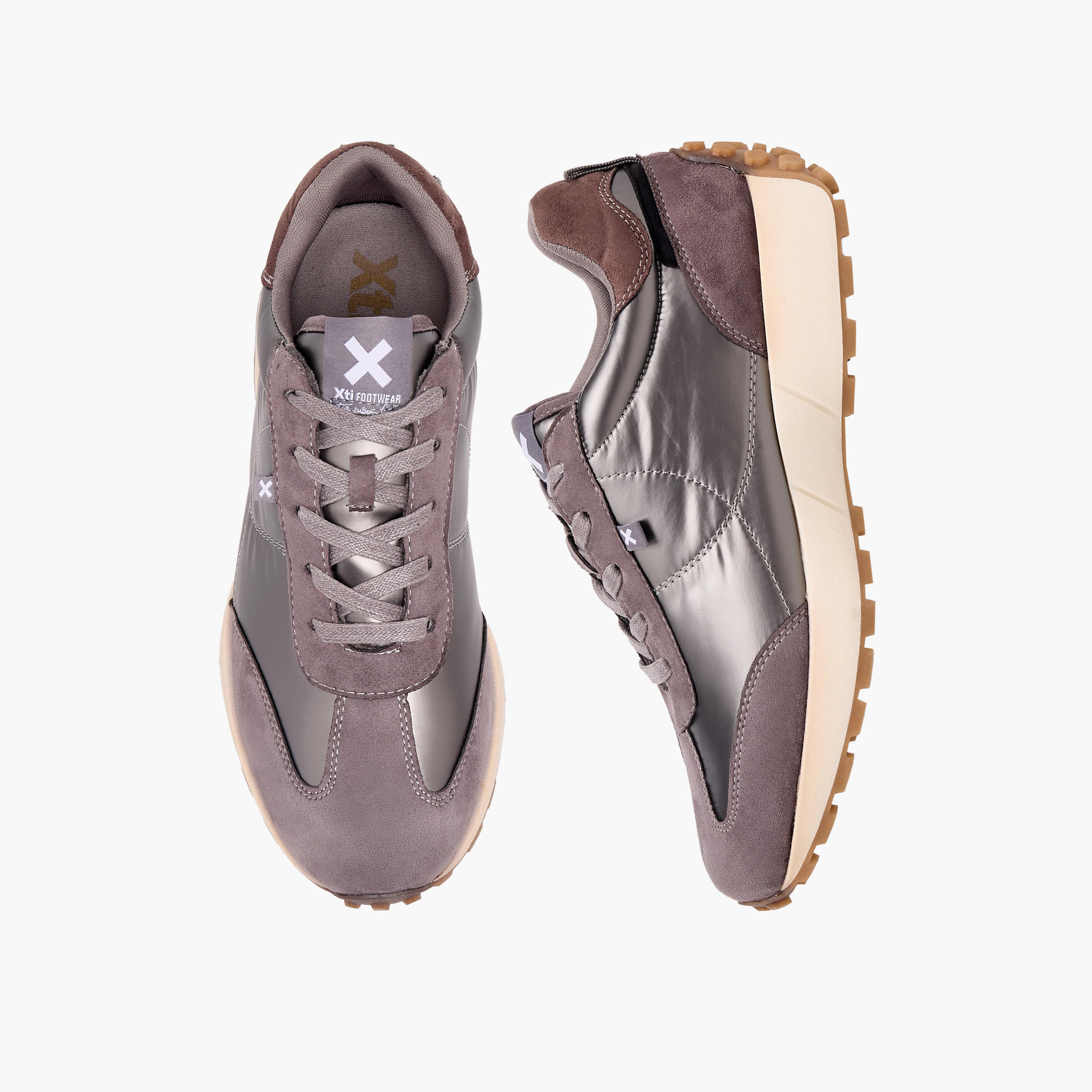 حذاء سنيكرز نسائي برقبة كاحل برباط وتصميم معدني من إكس تي آي-women-shoes-sneakers-image-1