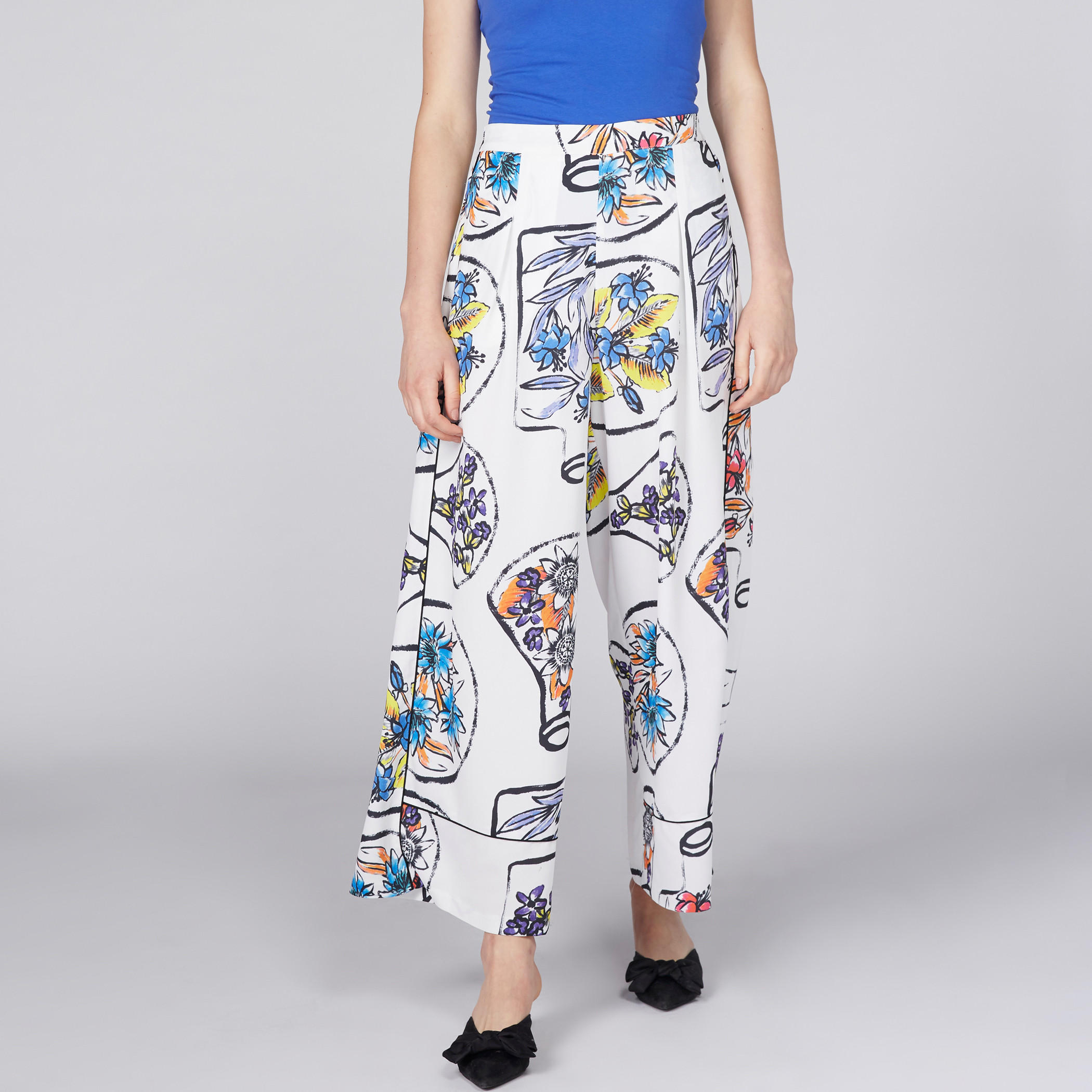 بنطال بالازو بخصر مطّاطي وطبعات من إيل-women-clothing-bottoms-trousers-image-1