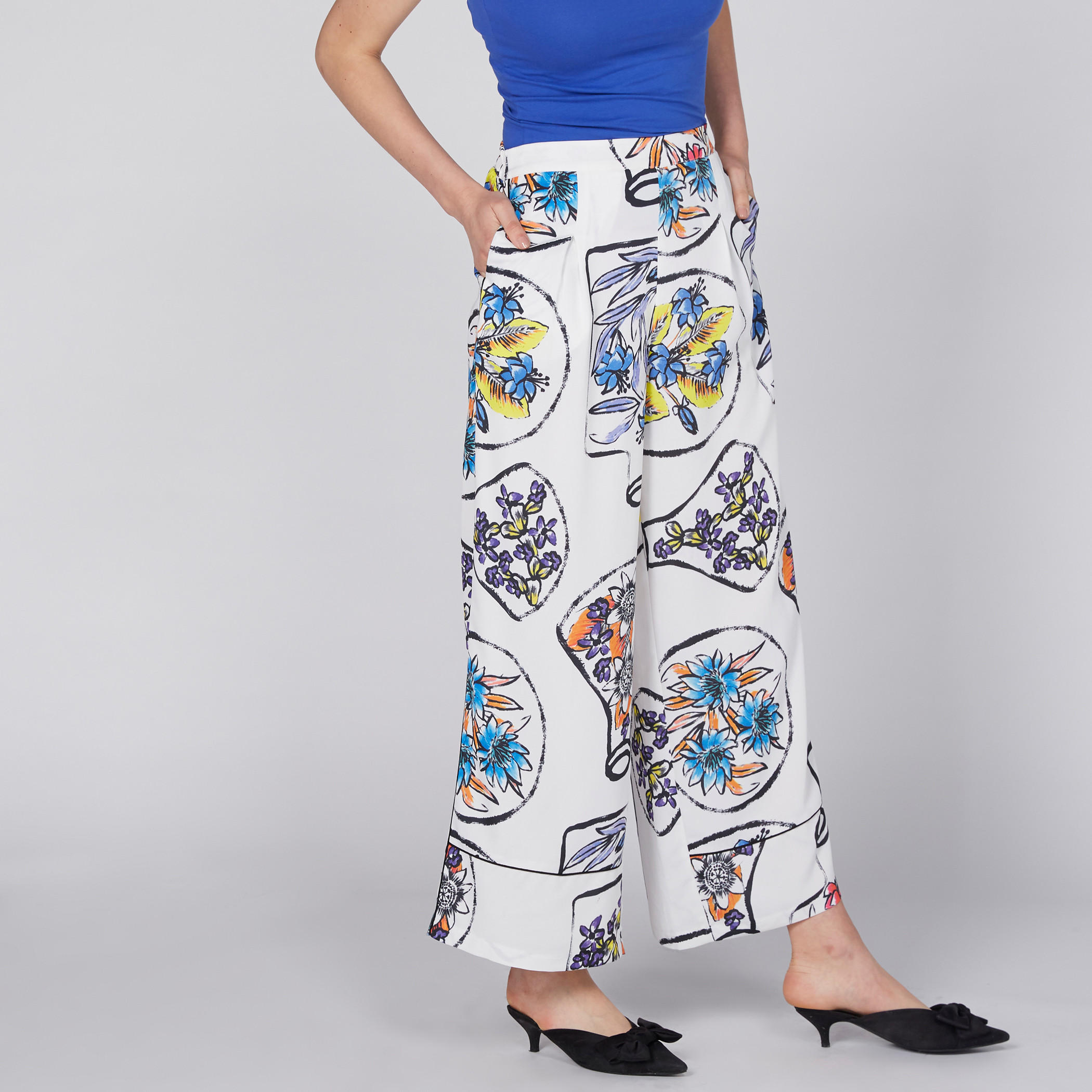 بنطال بالازو بخصر مطّاطي وطبعات من إيل-women-clothing-bottoms-trousers-image-4