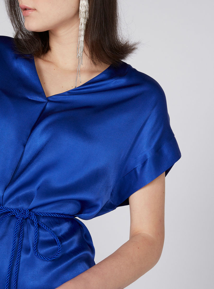 فستان متوسط الطول بياقة V وأكمام متصلة ورباط من إيل-women-clothing-dresses-image-2