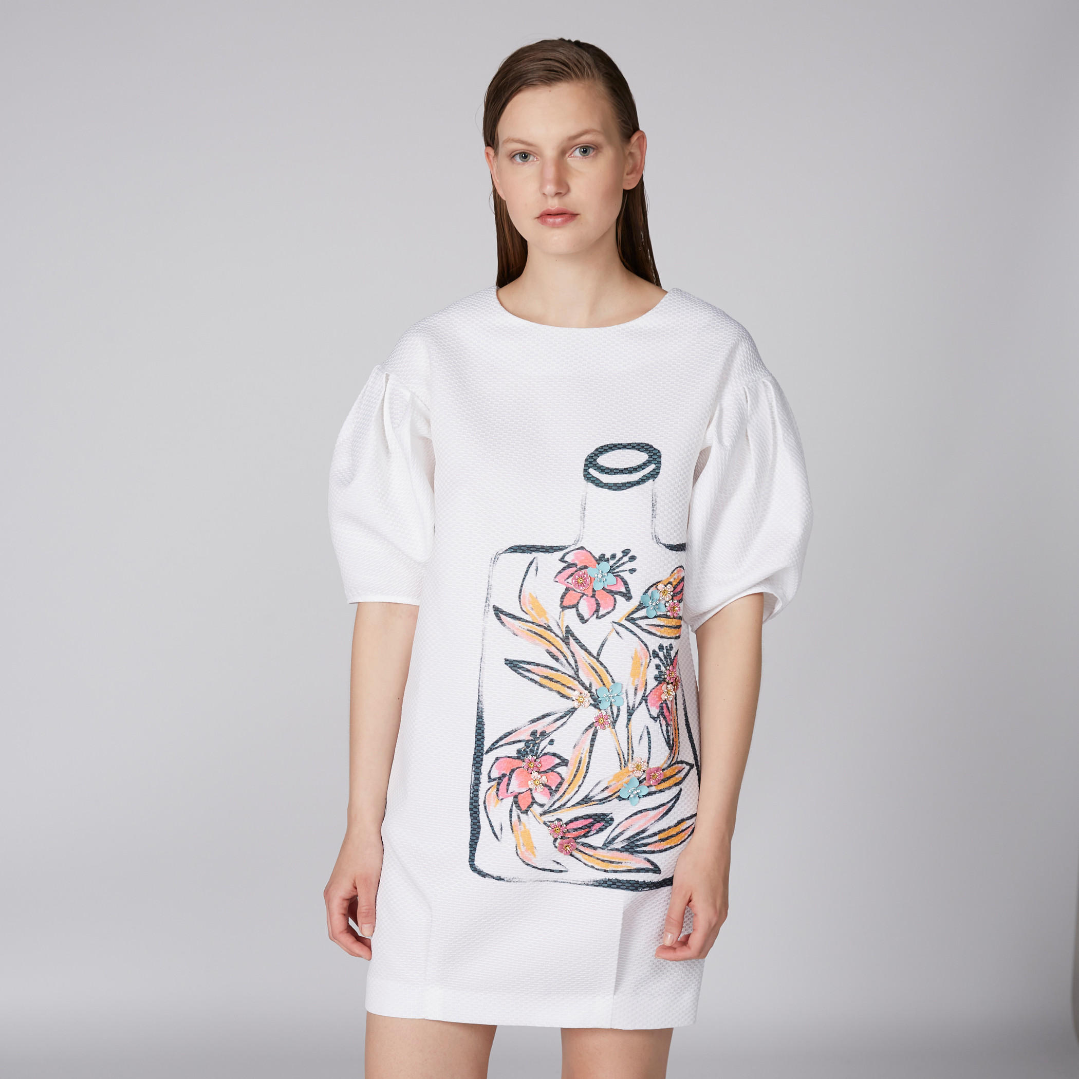 فستان تيشيرت بياقة مستديرة وأكمام قصيرة وطبعات من إيل-women-clothing-dresses-image-1